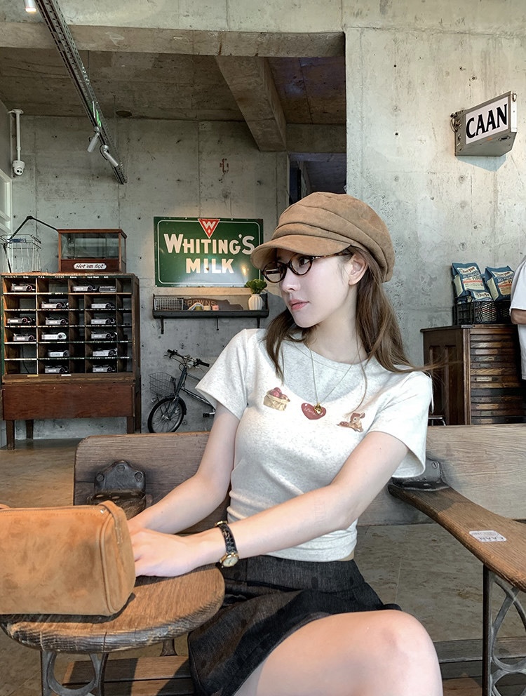 1787 “Cherry & Deer Tee ”森系小鹿圆领 T