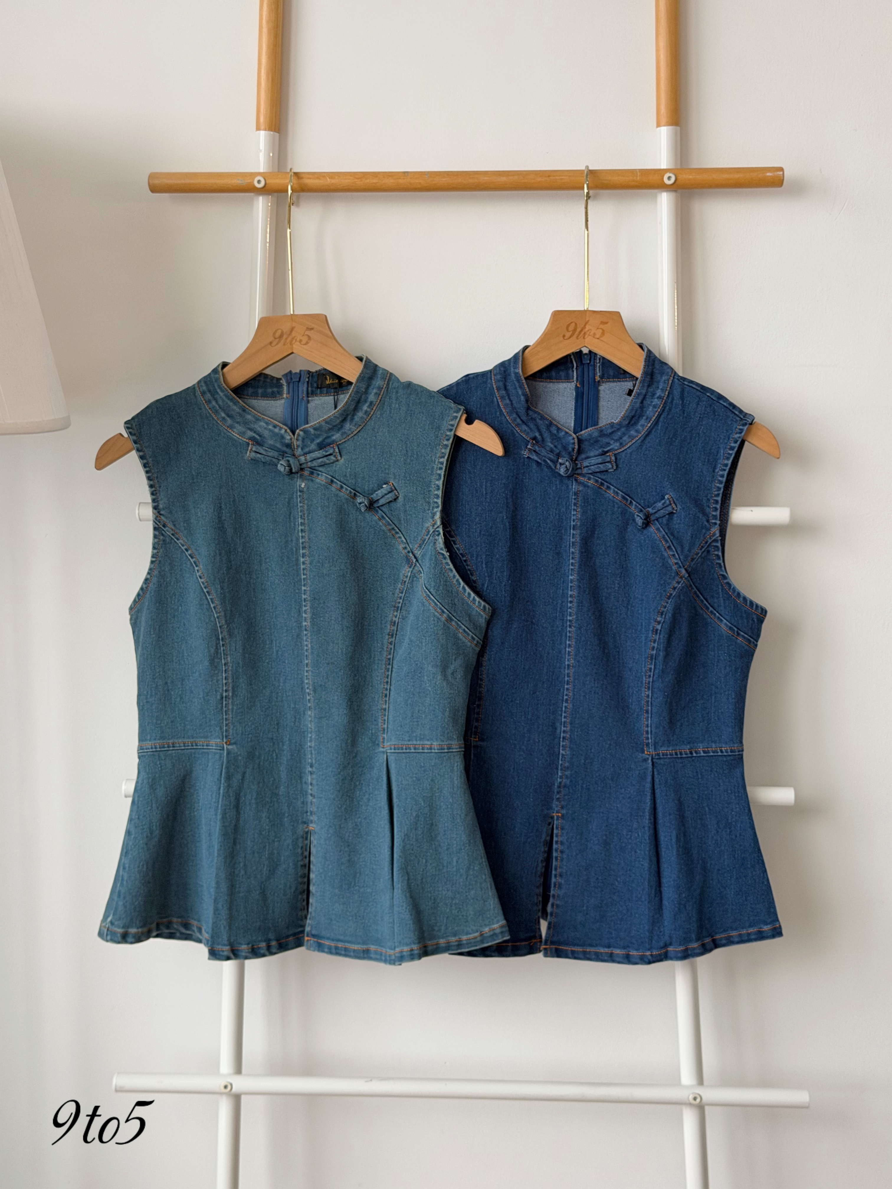 T4506 CNY sleeveless denim top - 3 shades