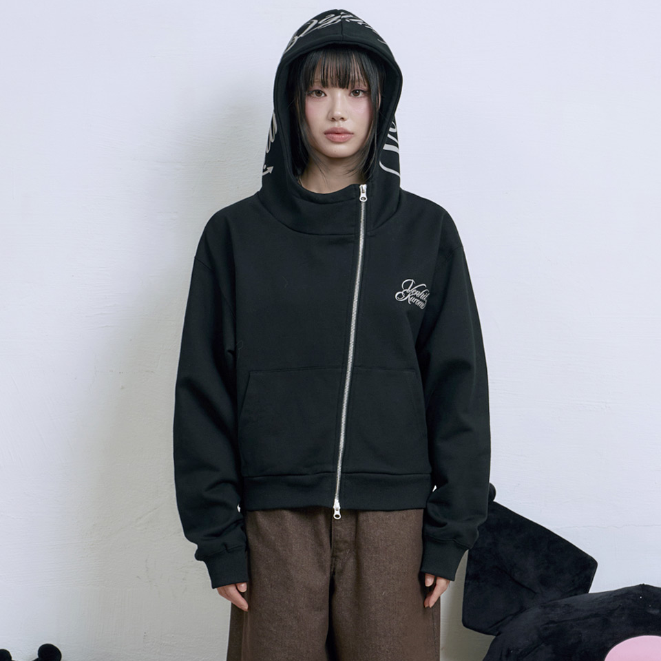 Venhit x Kuromi VK Serif Lettering Side Zip-up Hoodie Black