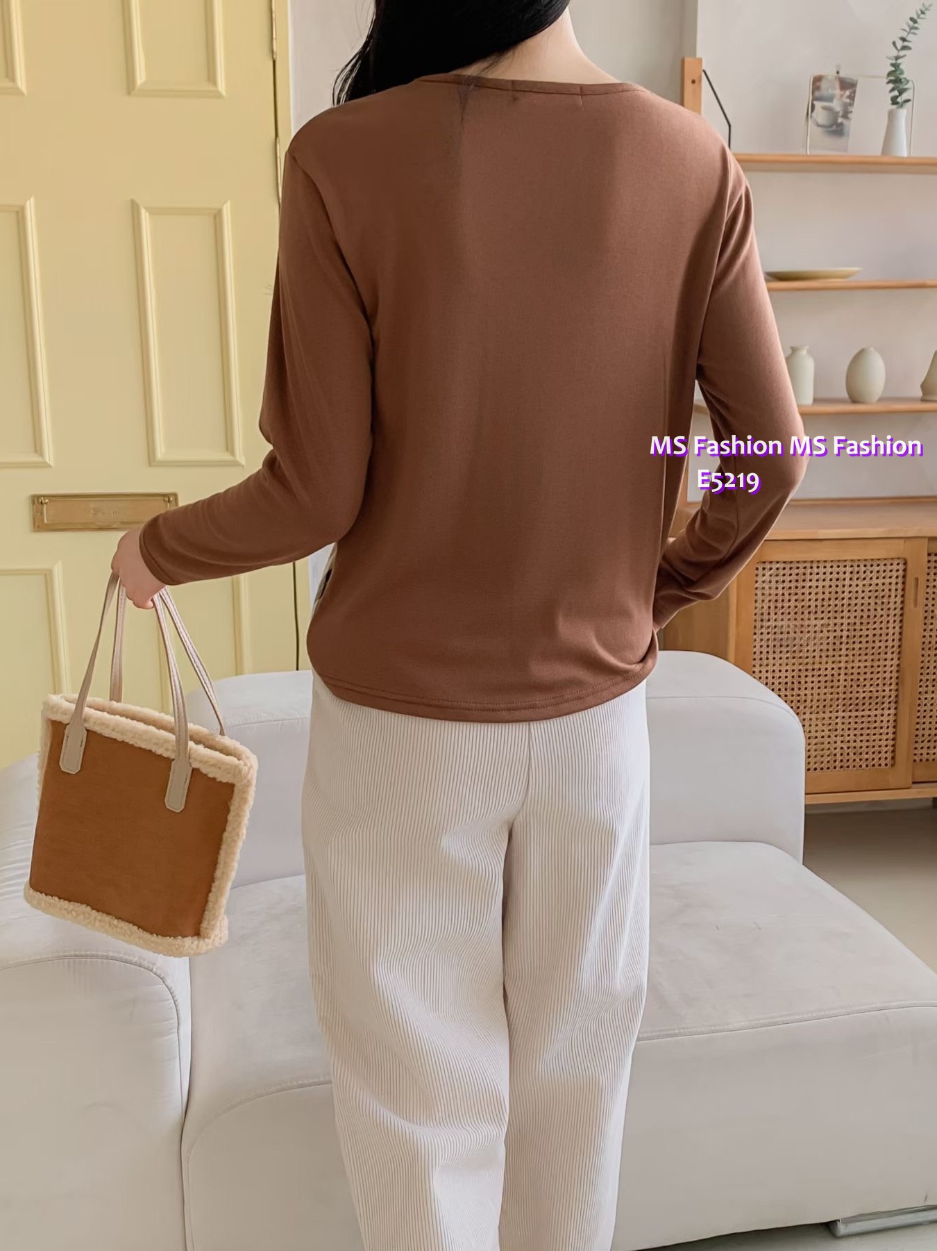 E5219 格紋pattern假兩件top
