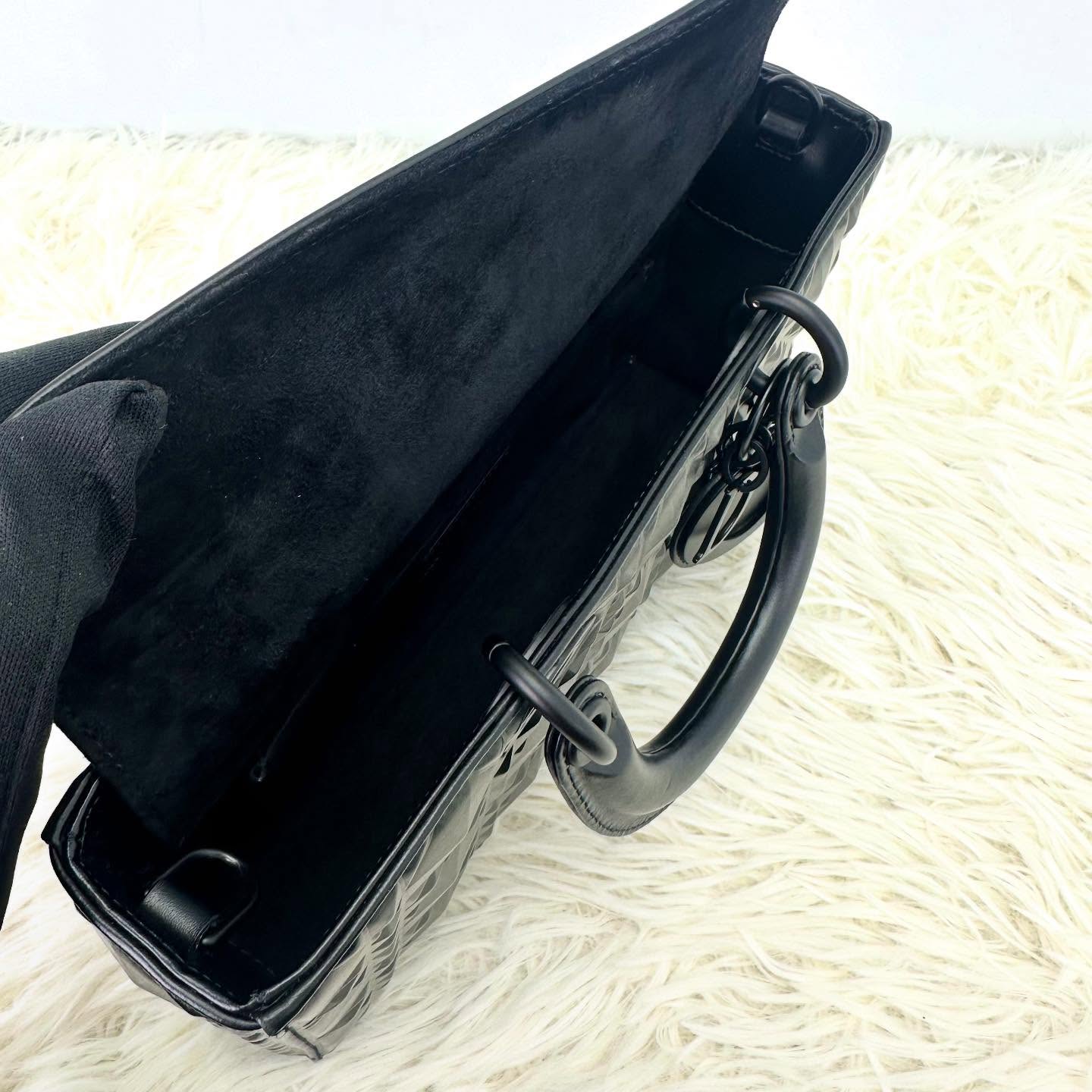 DIOR 🤍PRE OWNED Lady D-Joy So Black鑽石菱格款 全套有盒🖤