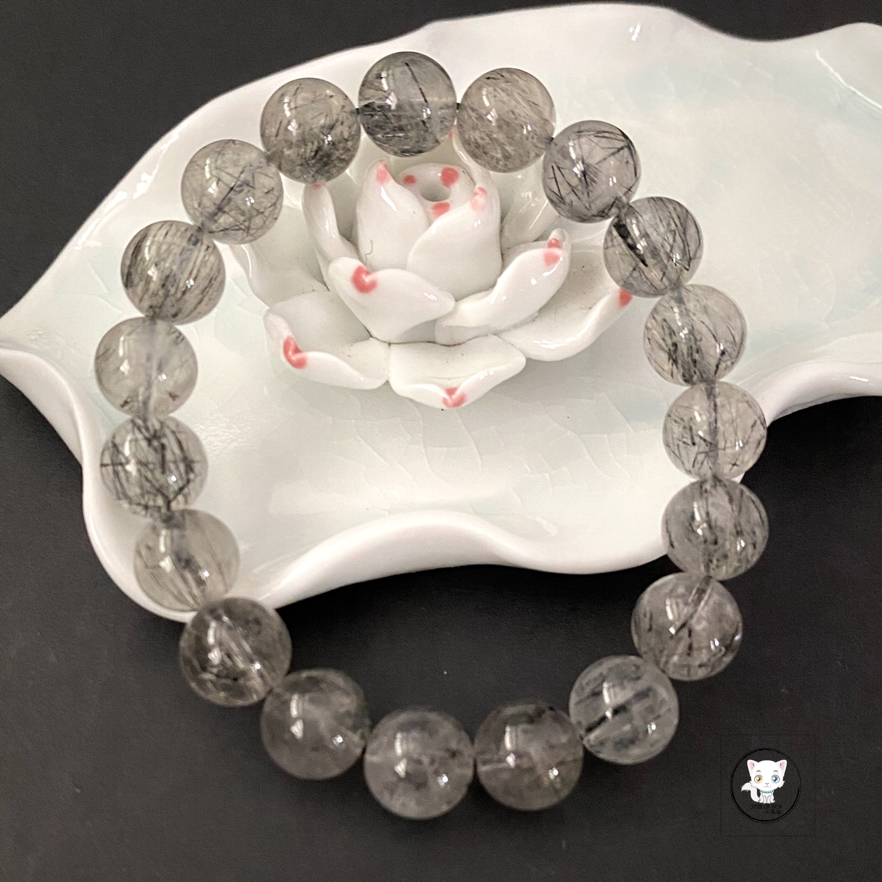 巴西黑髮晶手鏈 10mm