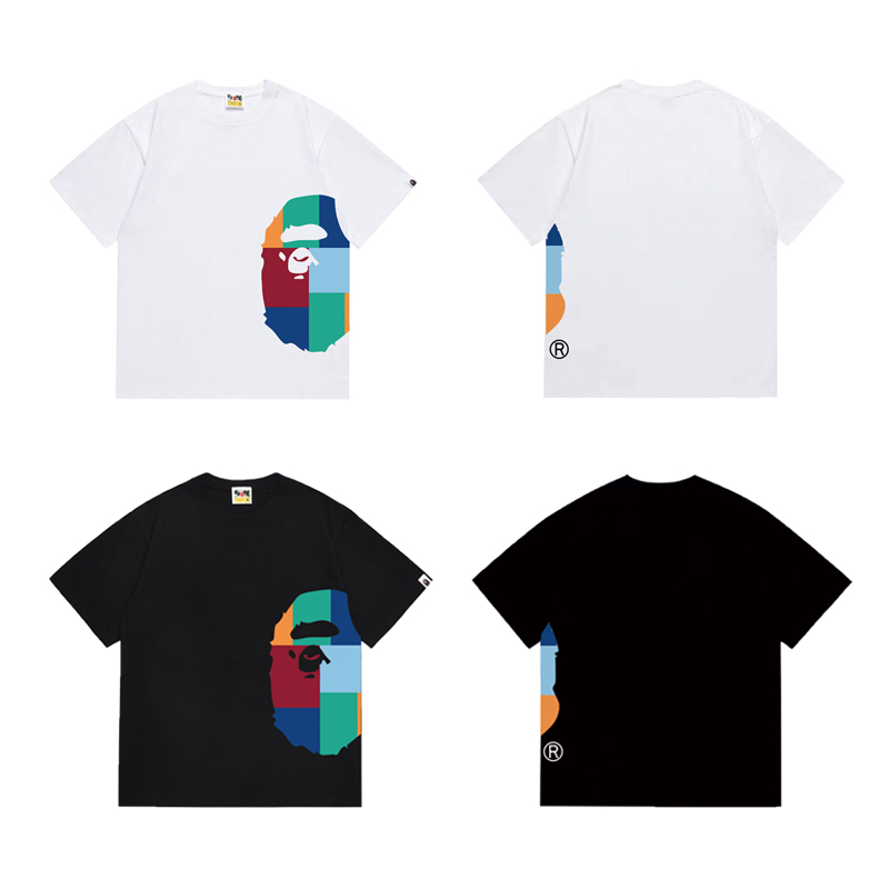 Bape Color Block Side Big Ape Head Tee