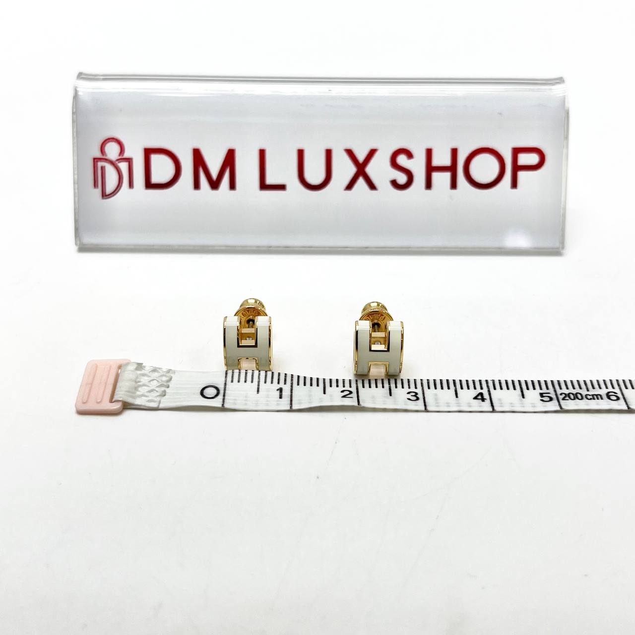 Hermes Mini Pop H White Earrings GHW