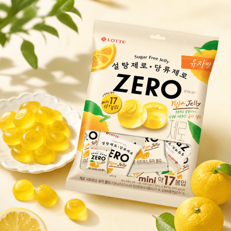 樂天 Lotte - 韓國 Zero 無糖柚子味 軟糖 (17小包入) 238g