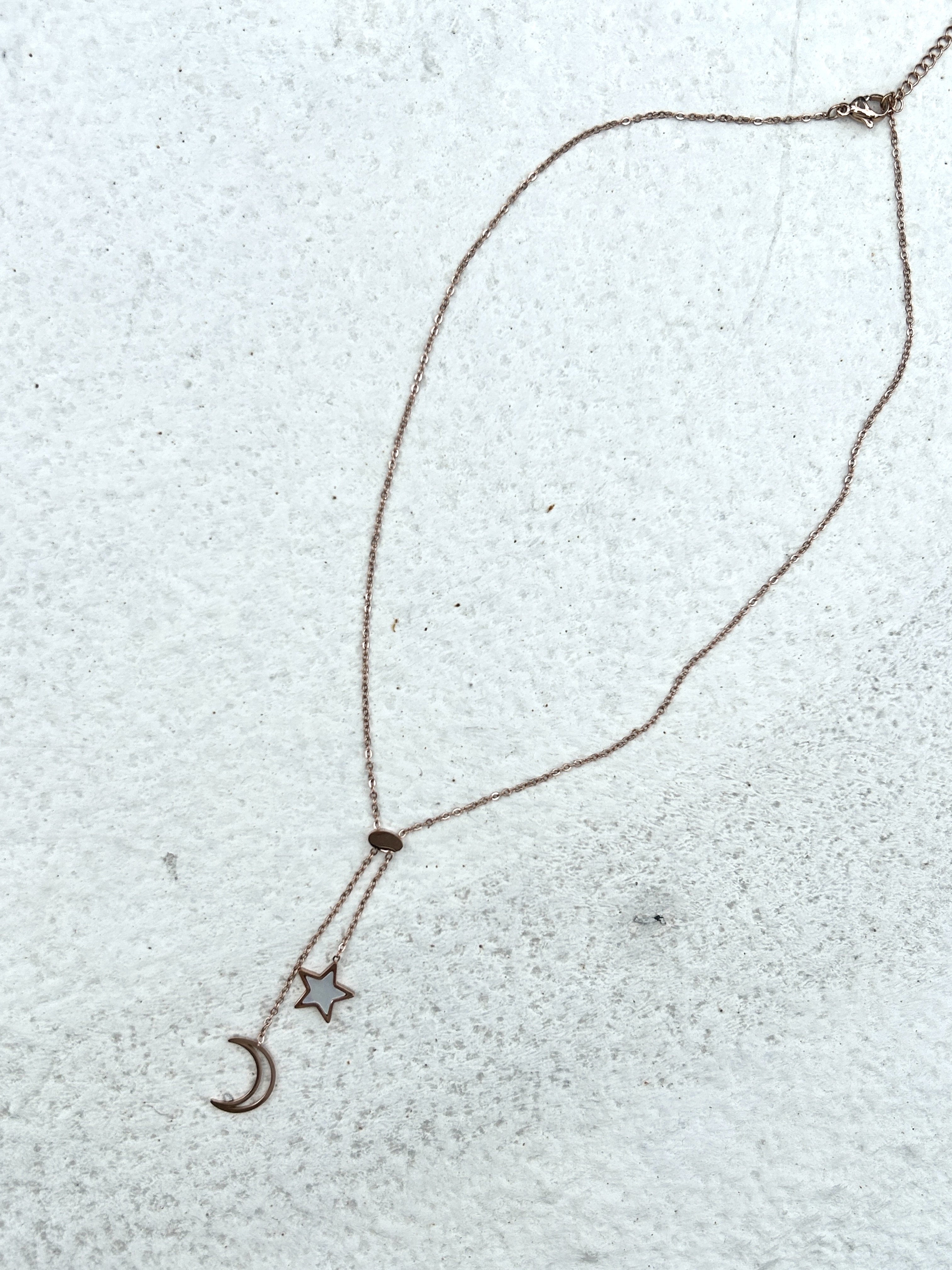 Rose gold moon star stainless necklace