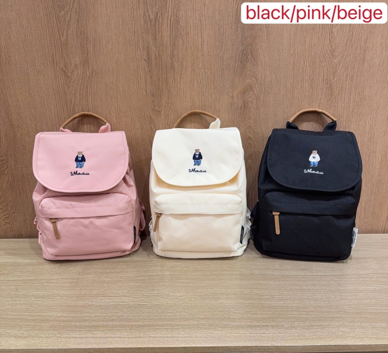 WHB28 WHO.A.U: Steve Embroidered Bear Mini Backpack