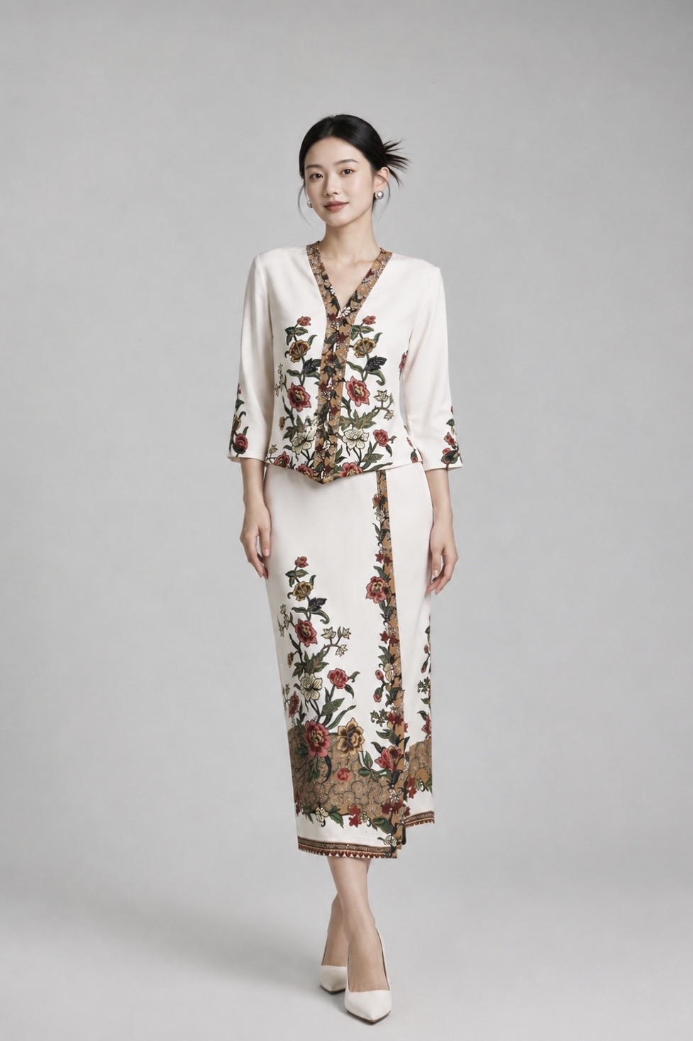 13103 Heritage Floral Kebaya Maxi Dress