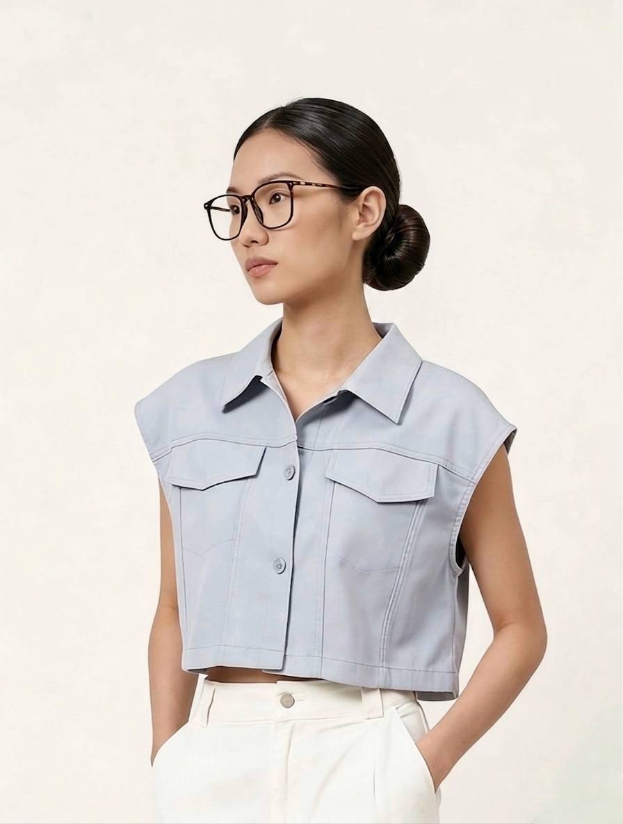 W9658 - Sleeveless Crop Top