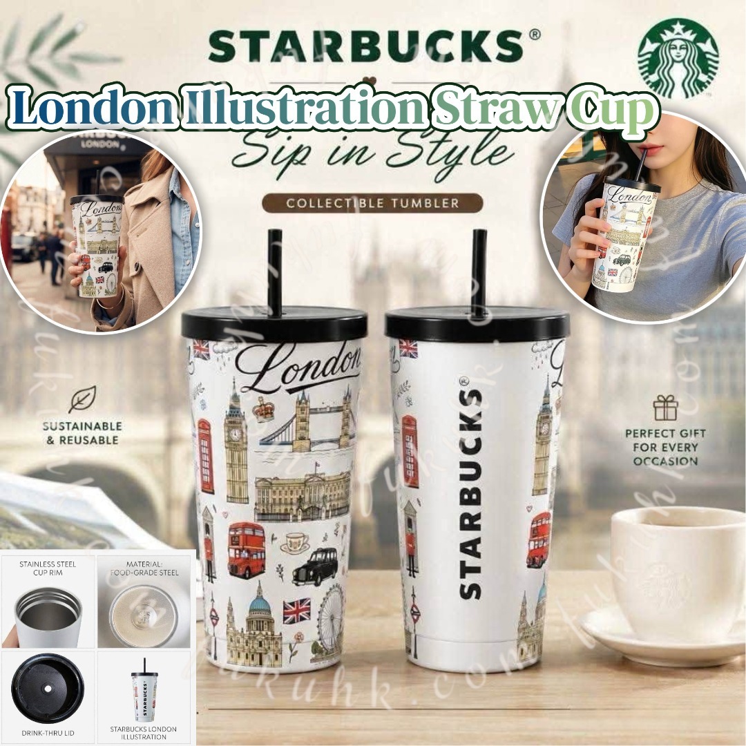 Starbucks London Illustration Straw Cup 倫敦城市插畫不鏽鋼水杯