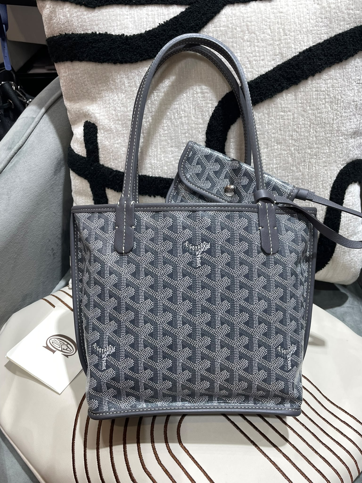 Goyard Anjou Mini Tote Bag Grey 100%Authentic, 99%New ✅Dust bag