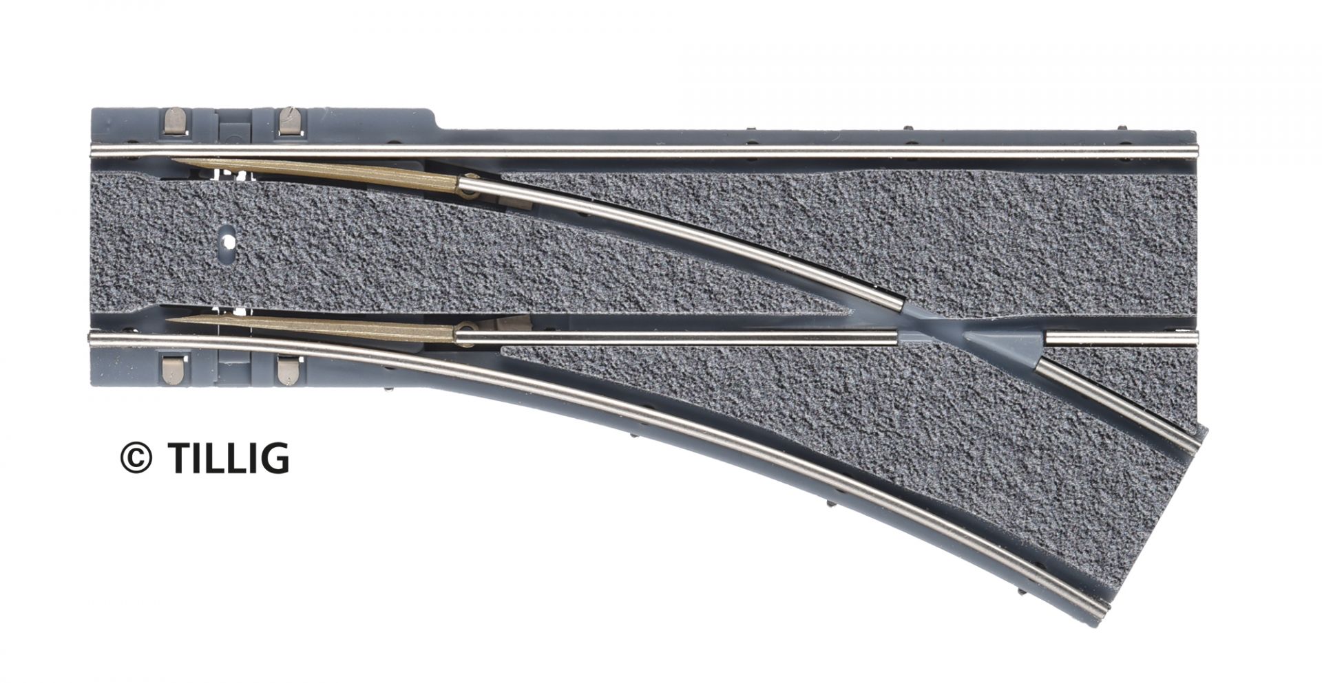 Tillig LUNA HO 單軌分差向右R204/30°波口 1:87 Single-track branches bitumen/concrete 馬路路軌•城市輕軌•電車路軌