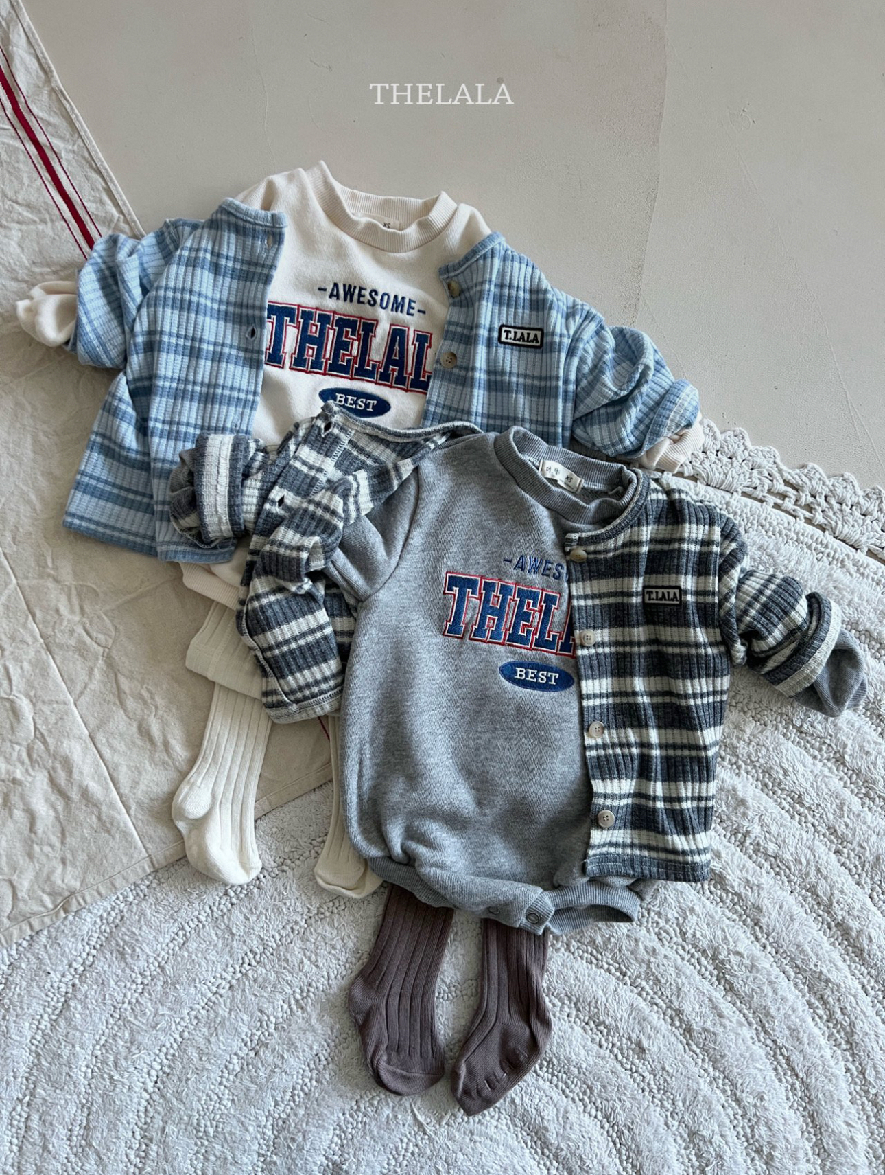 🌸預訂 韓國直送🌸🇰🇷THELALA兩色親子款標誌刺繡貼花長袖包屁衣