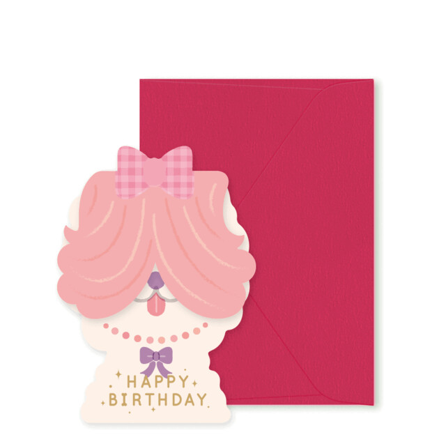 RYURYU - 生日賀卡 (桃紅色長髮馬爾濟斯款)