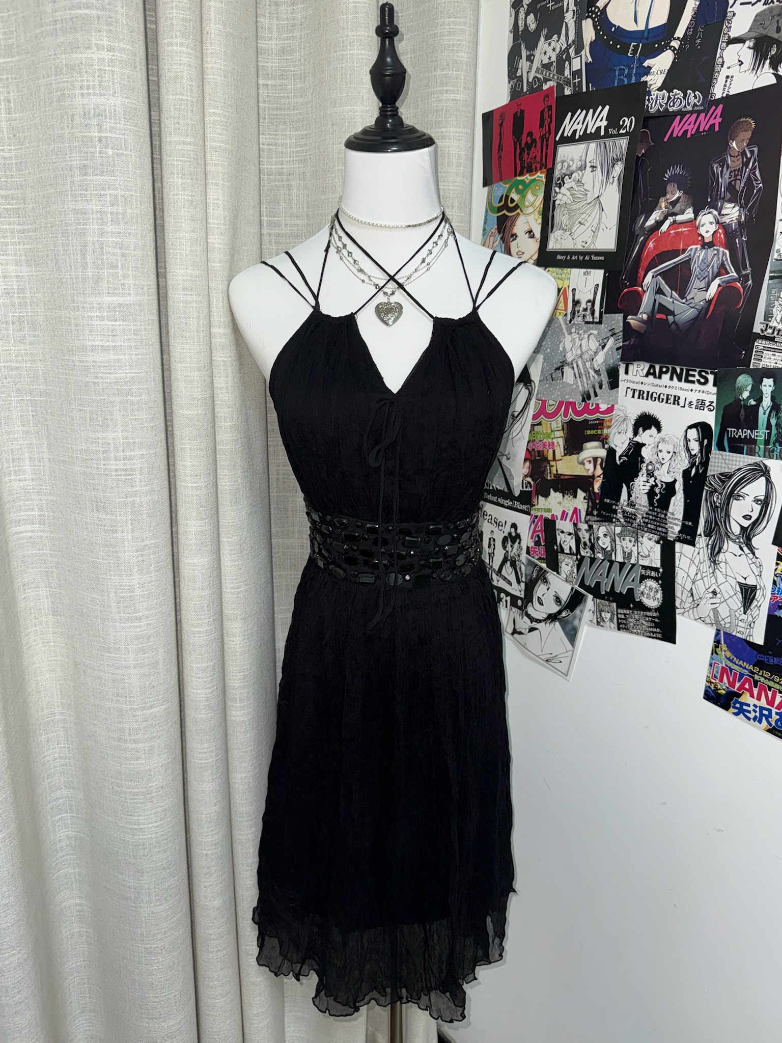 Beaded Waist Chiffon Dress 