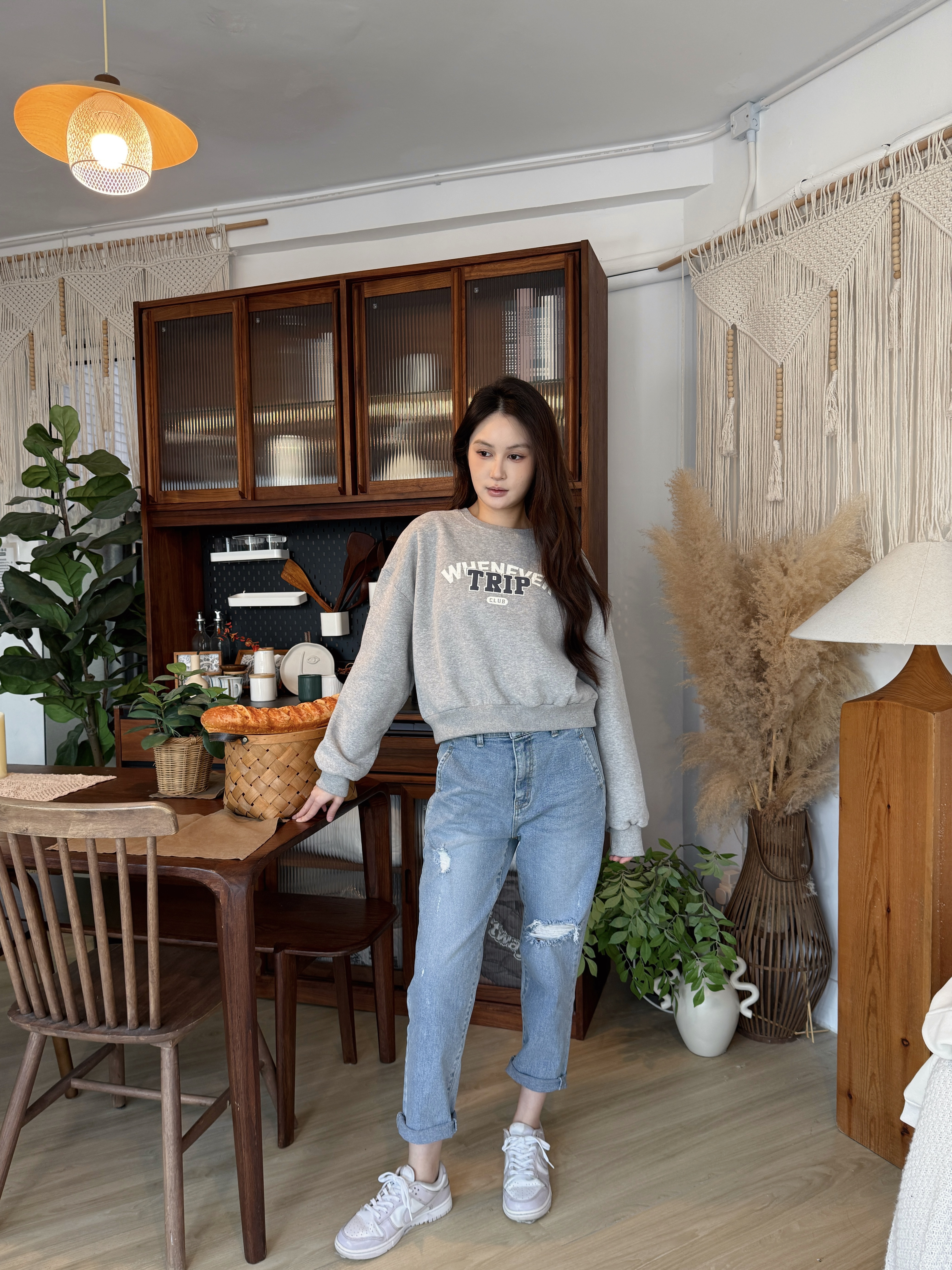 🇰🇷 復古系列字母衛衣 (藍色)