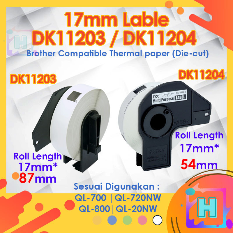 17mm dk11204 dk11203 compatible dk roll tape Label QL800 QL820NWB Tape Sticker 11204 11203 File Folder Multi Purpose