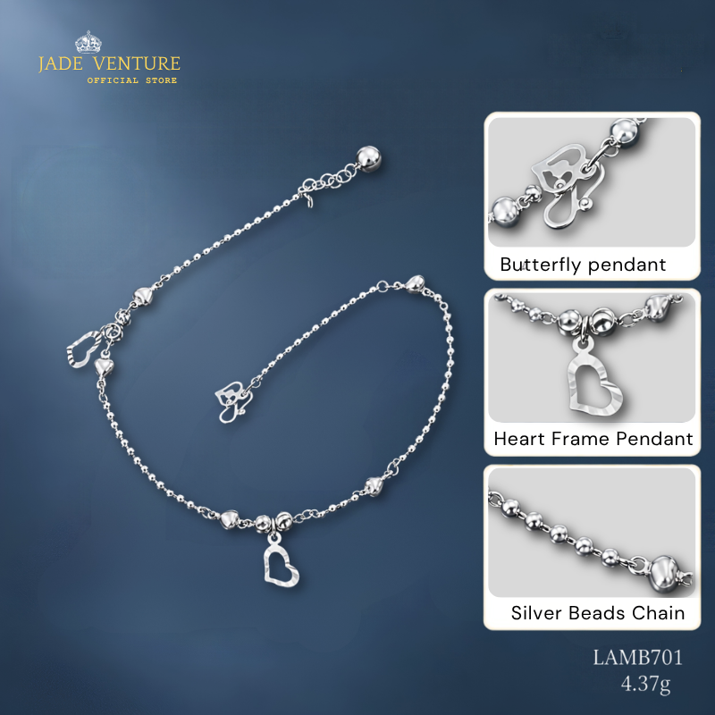 LAMB701 Heart Frame Pendant & Heart Beads Chain