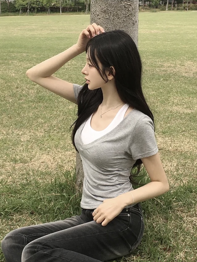 Halter Neck Layered V-Neck Top