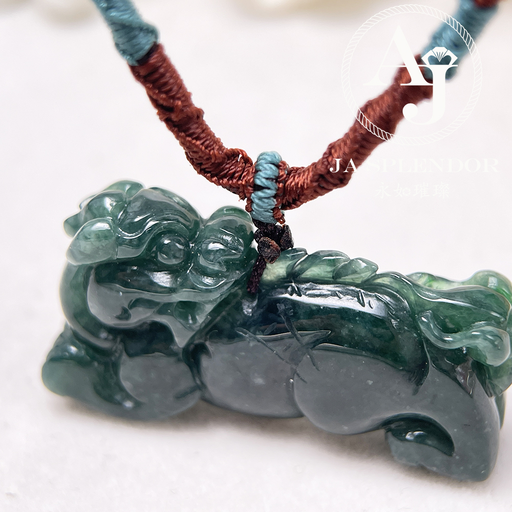 JN-540 天然翡翠A 冰糯老藍水貔貅挂件