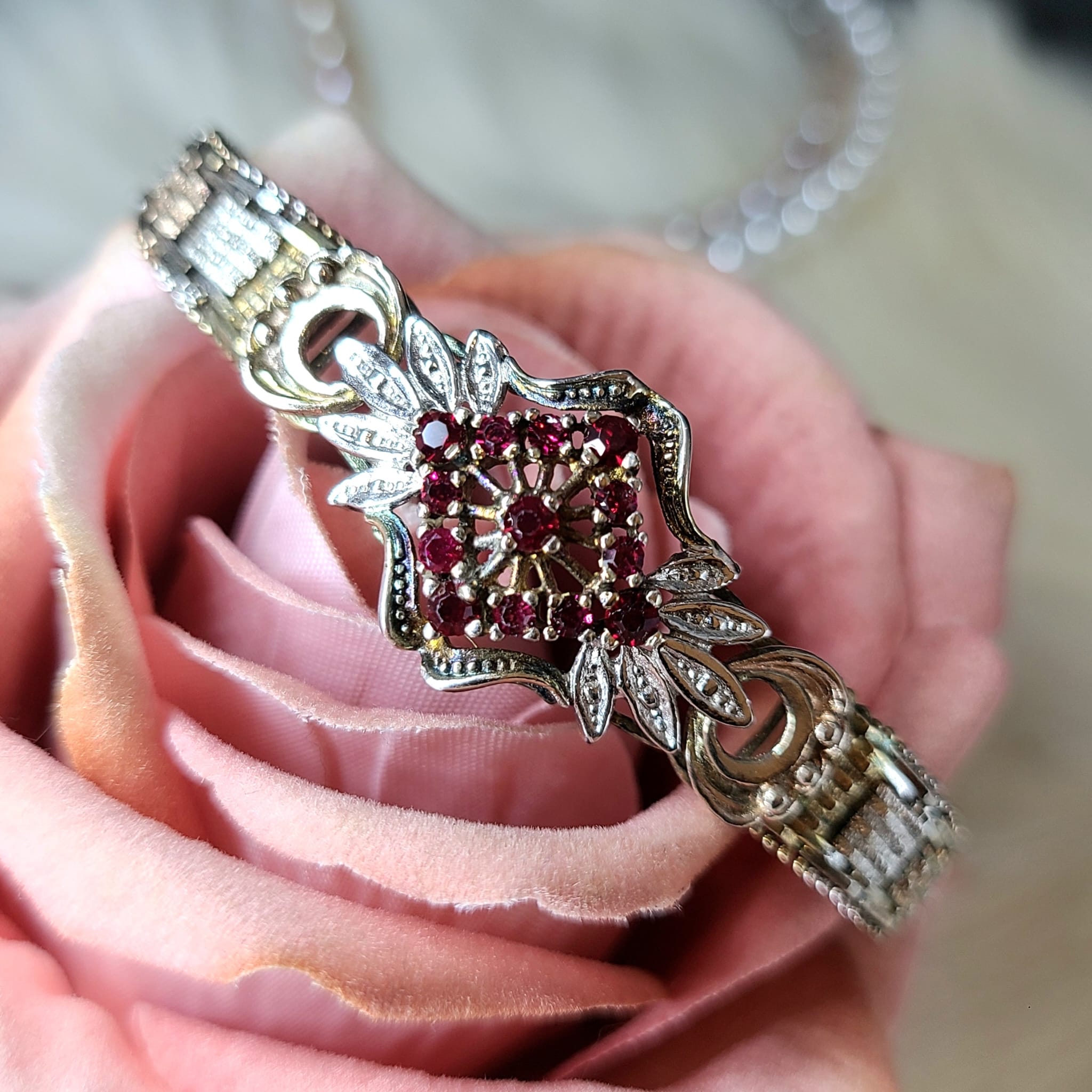 70年代石榴石意大利純銀手鍊