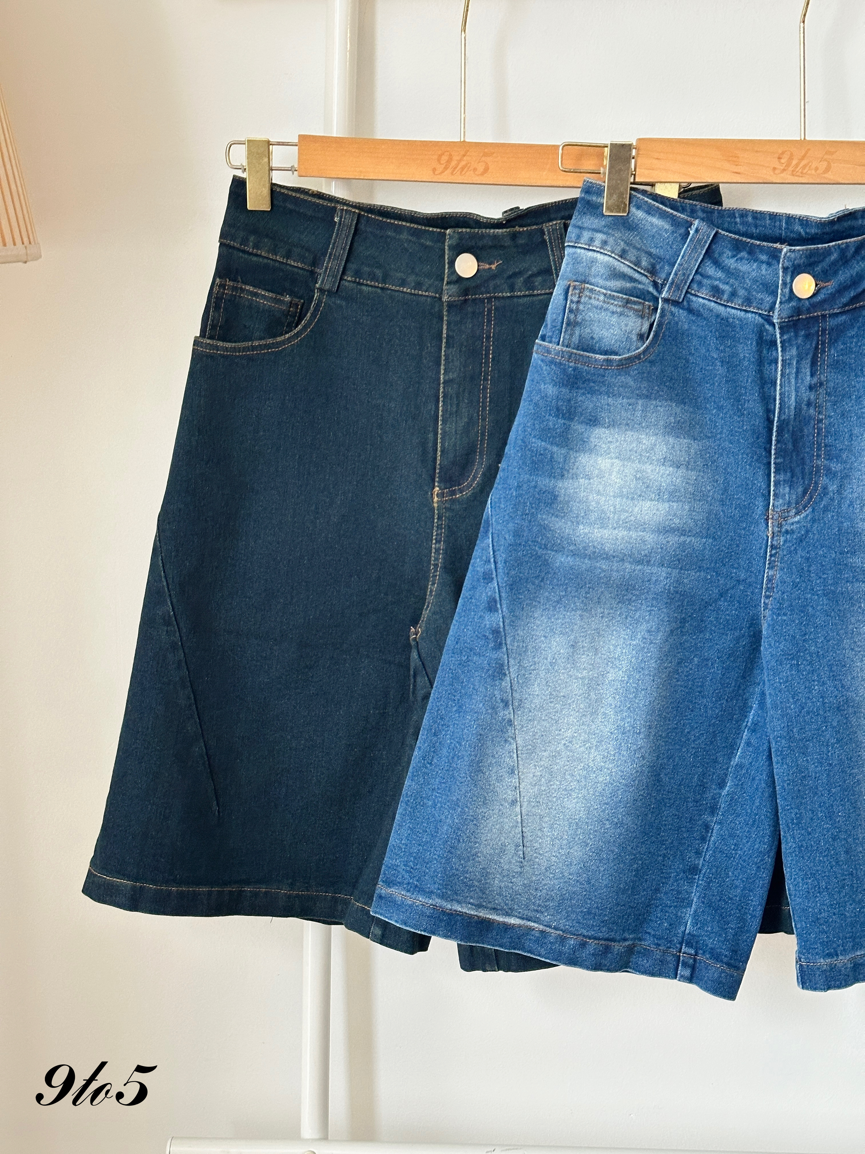 S1769 Denim Midi Pants - Blue & Dark Blue