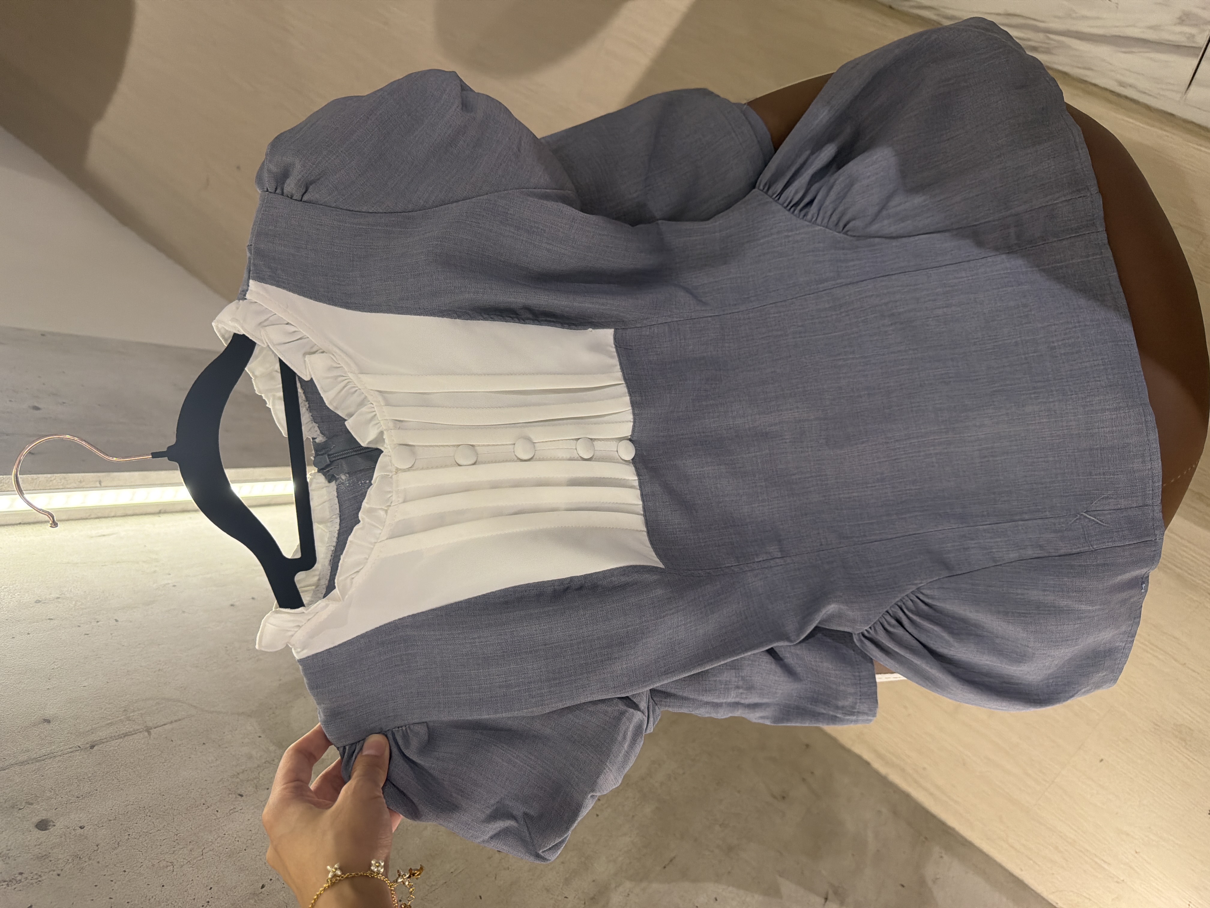 田園風復古泡泡袖褶皺洋裝两件套