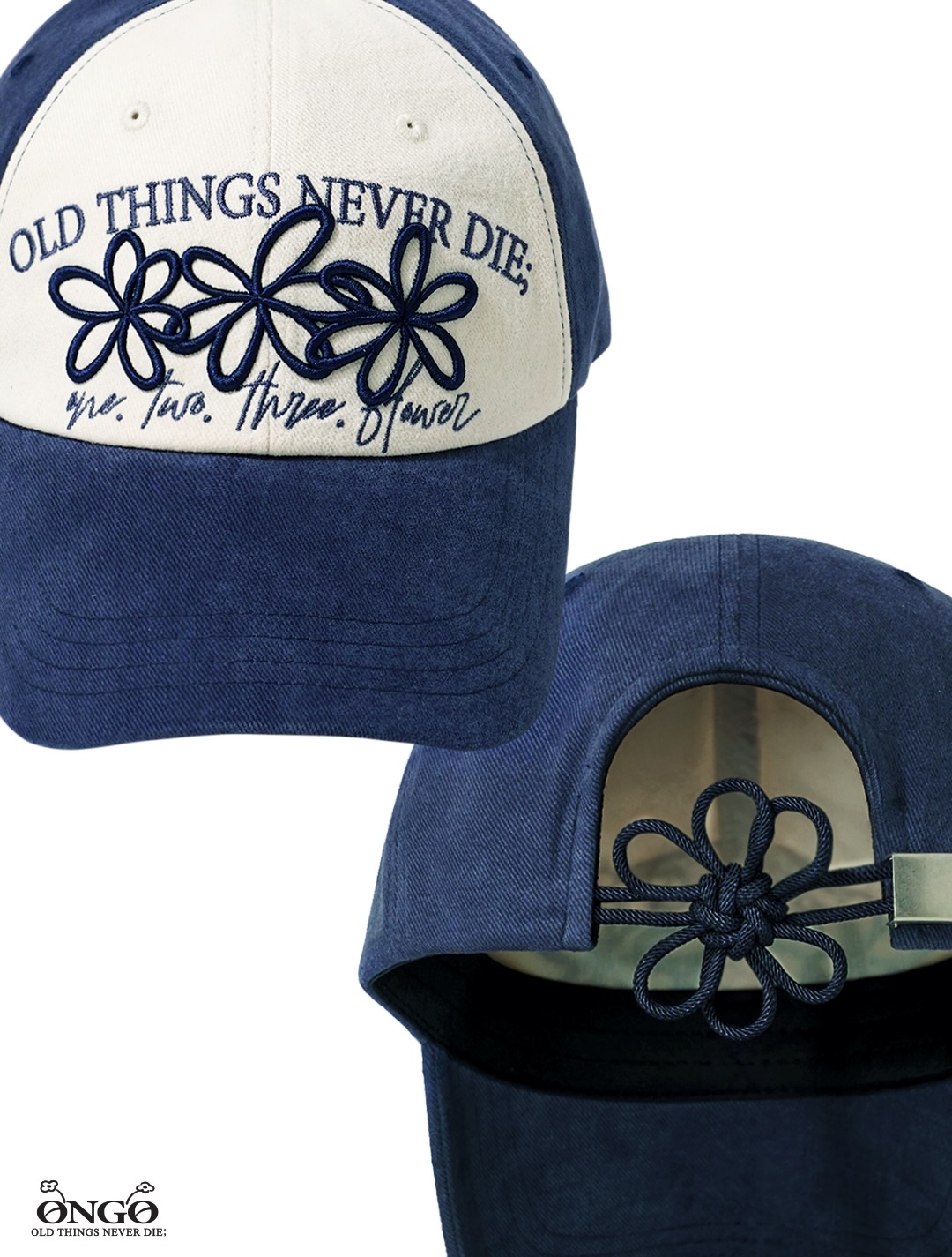 THREE FLOWER TWO-TONE CAP (2026 Ver.)｜온고 ONGO old things never die 【預購】