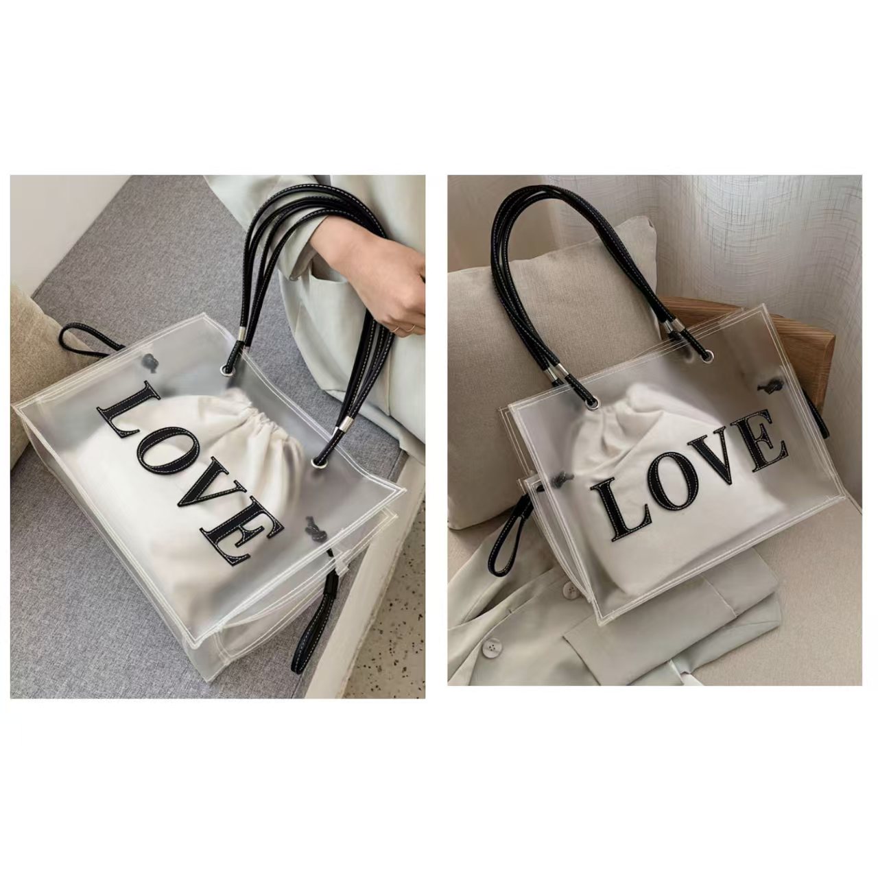 日本直送｜透明 LOVE 手提袋｜夏日潮流必備｜PVC clear tote bag