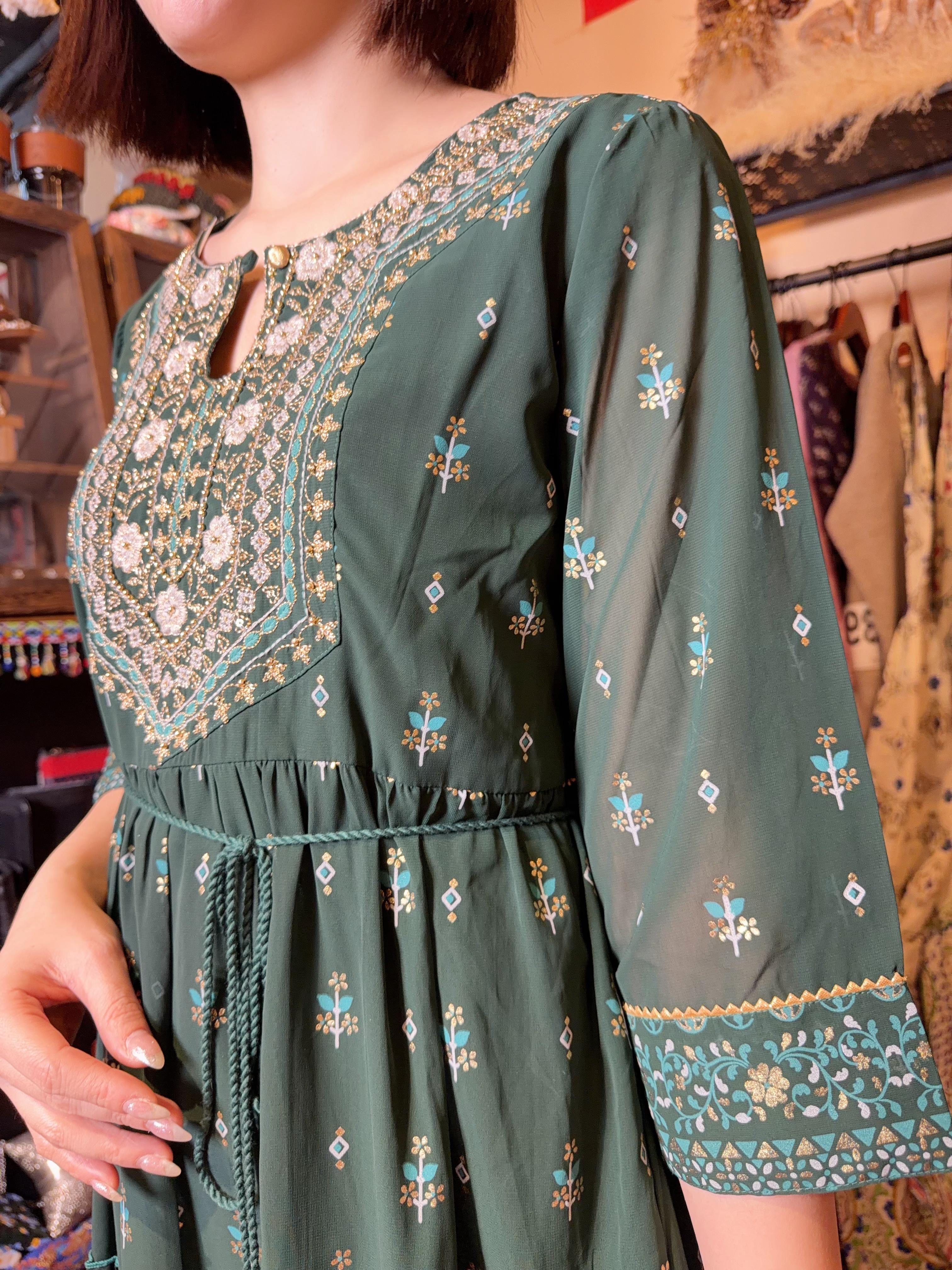 Peacock Green Chiffon 3-layer OP 49" #1141