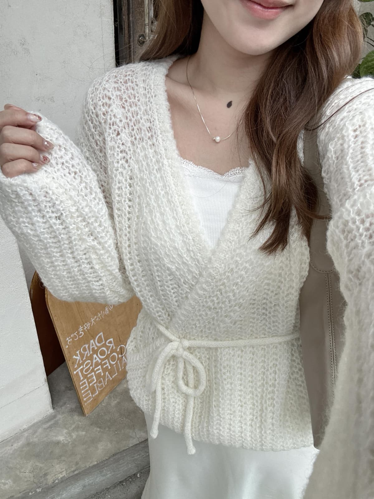 【溫柔氣質】粗冷交叉修腰針織上衣