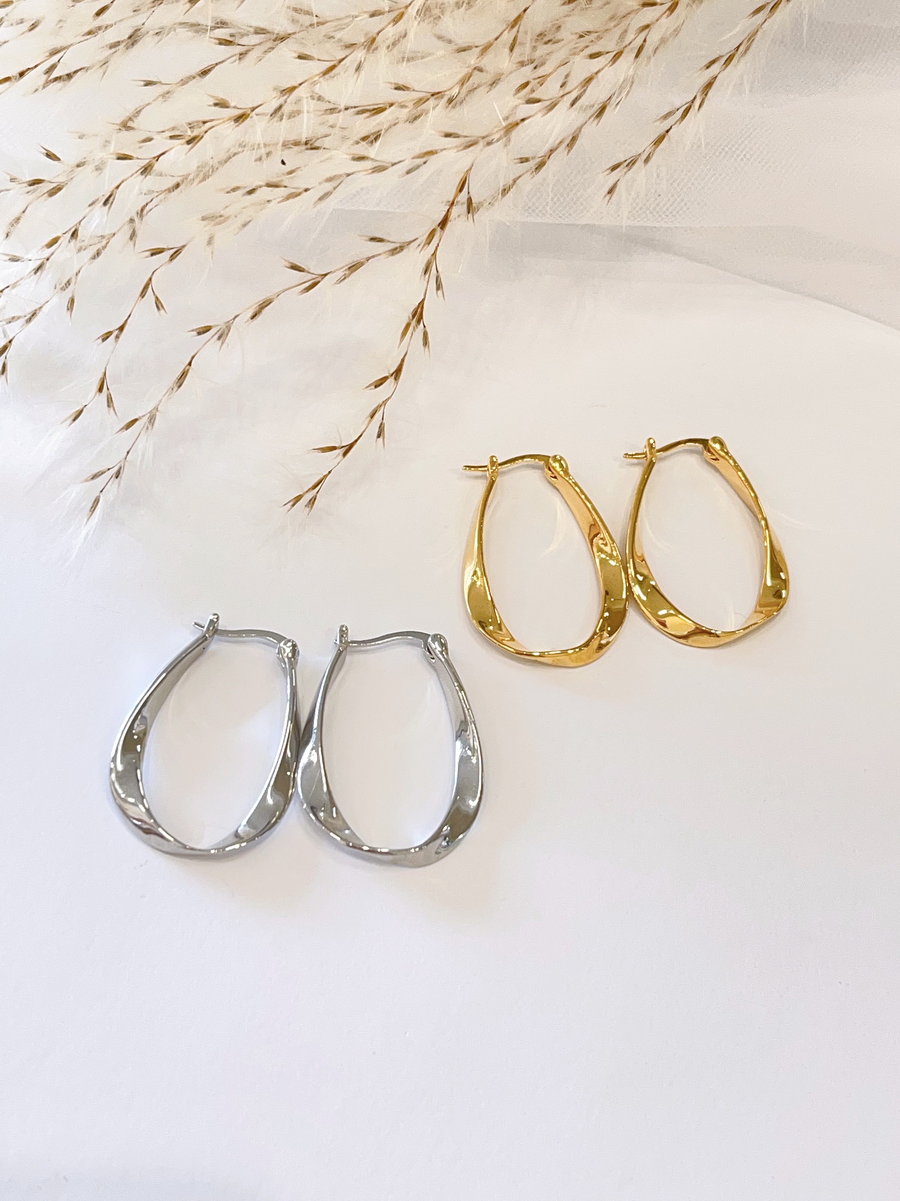 不规则小椭圆耳圈耳环