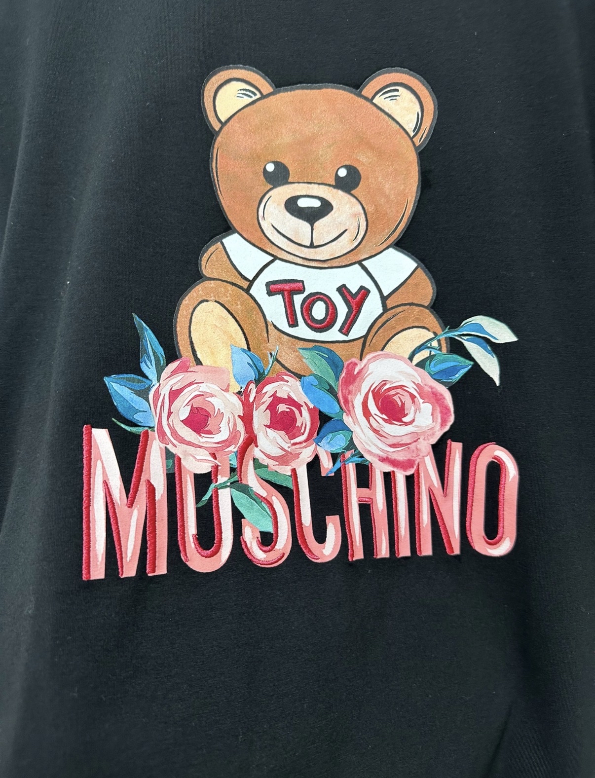 Moschino 熊仔玫瑰花黑色Tee（童裝12碼）