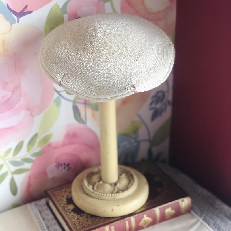 Vintage C.a.1950s Duby Hats New York Ivory White Straw Hat /Summer Headpiece(MT1791-1)