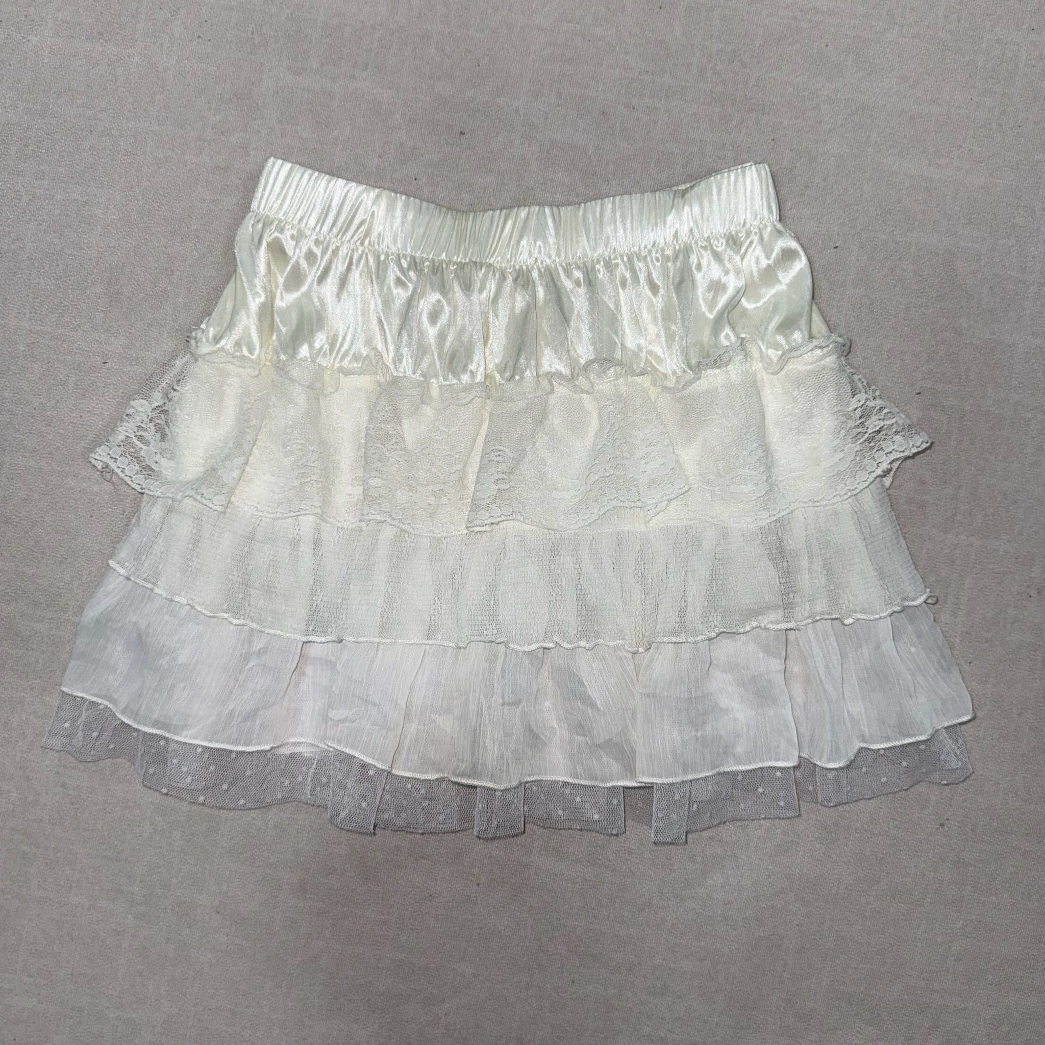 White Lace Layered Skirt