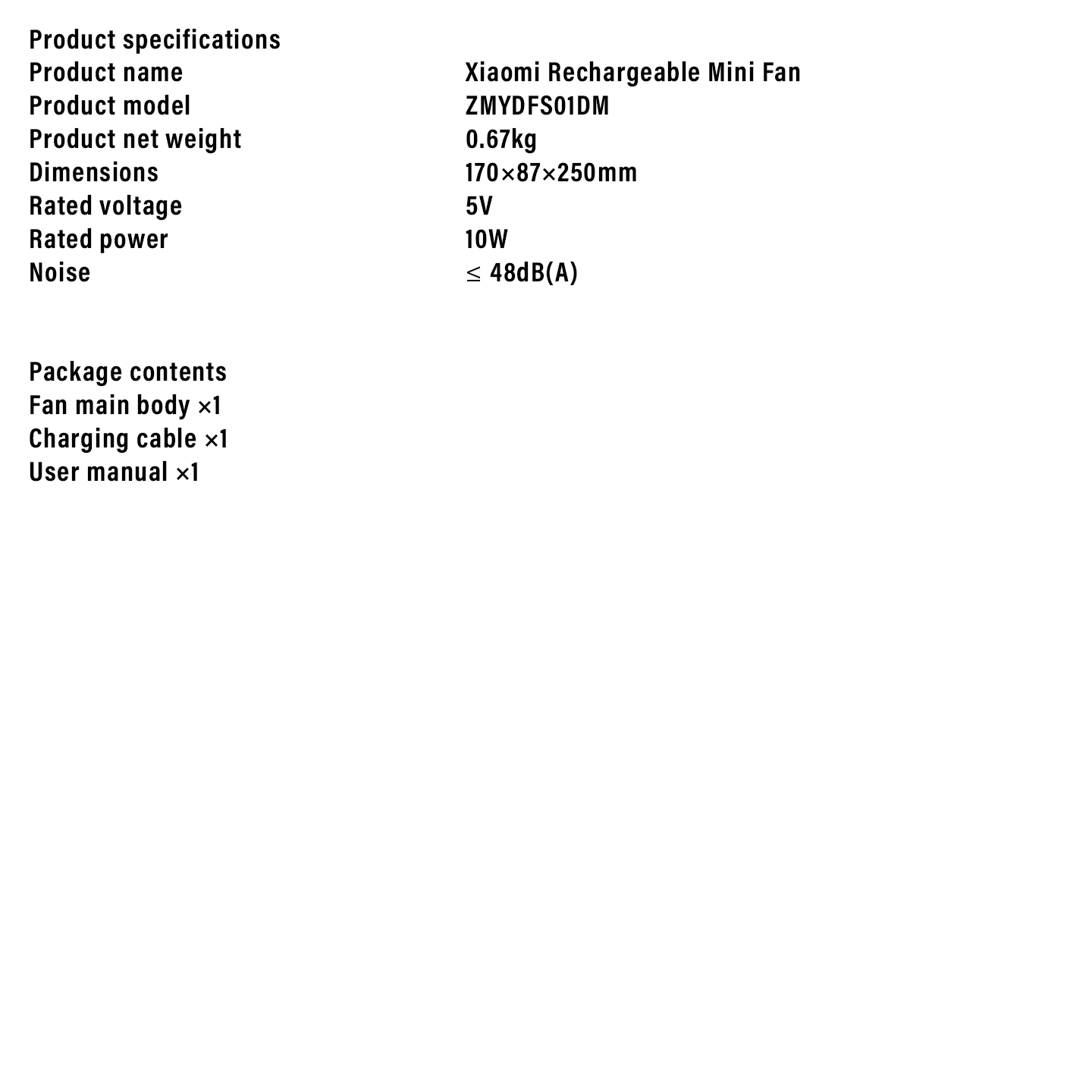 Xiaomi Rechargeable Mini Portable Desktop Fan (BHR6089GL)