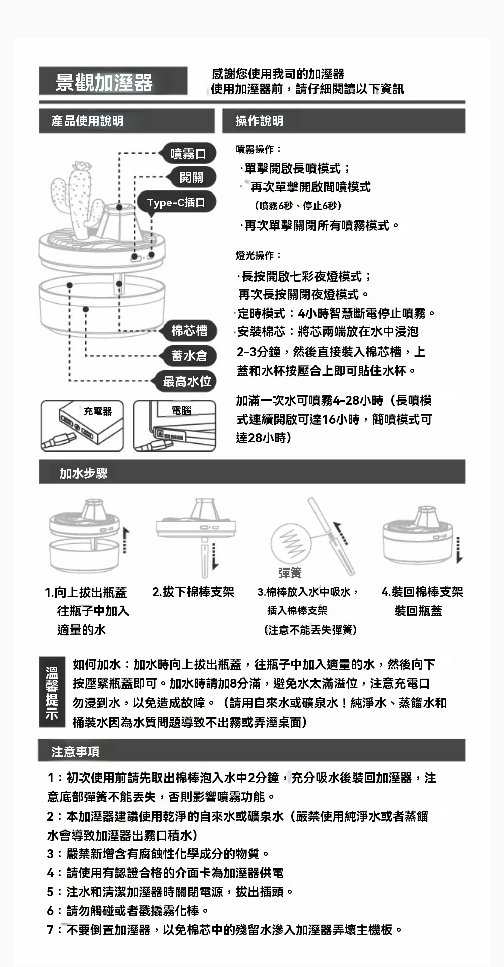 檯面擺件加濕器 氛圍燈 加濕噴霧 七彩小夜燈 補水儀 加濕器 櫻花樹 [平行進口] HK2677