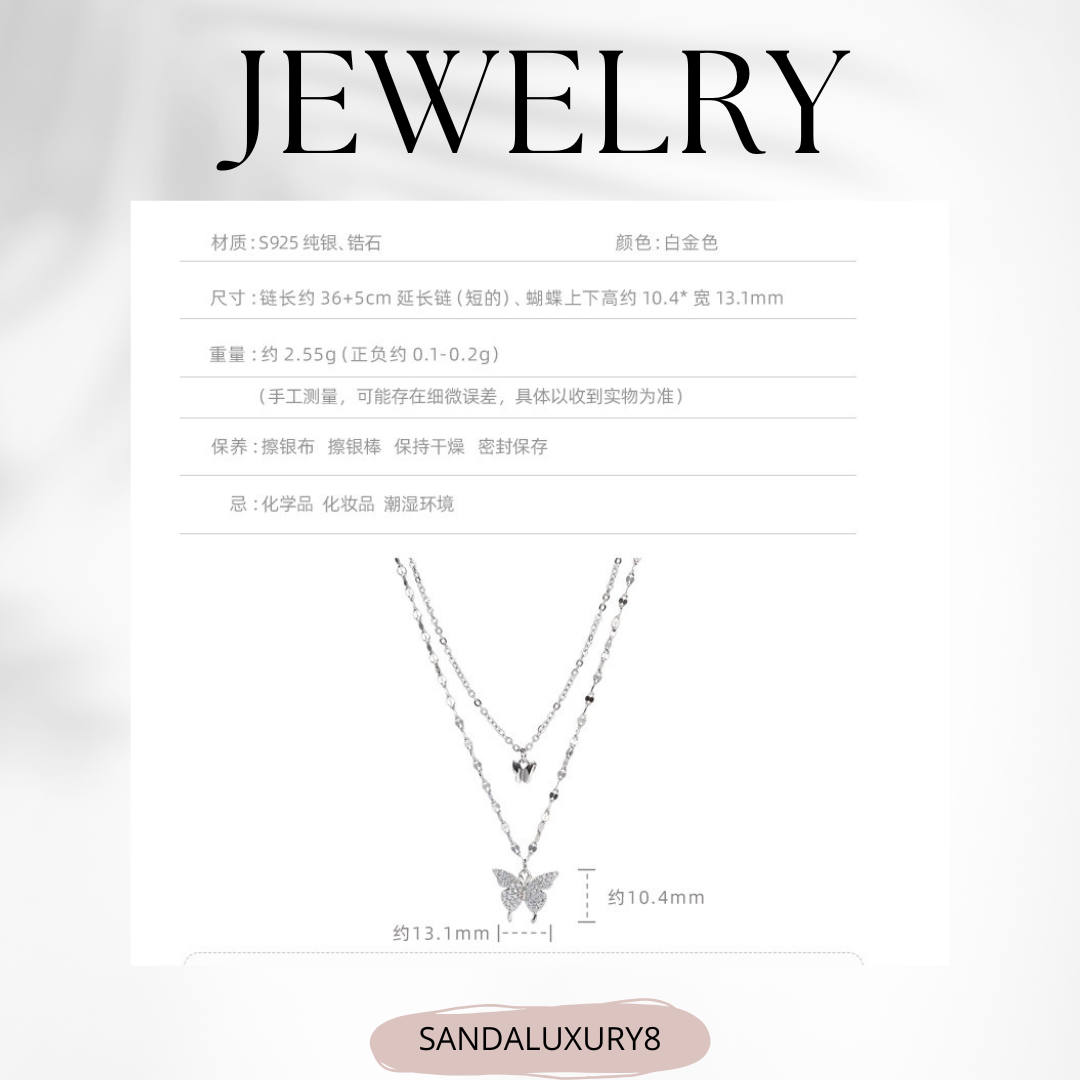 Elegant Butterfly Necklace for Women - Silver Chain with Butterfly Pendant - Perfect Gift for Her - SANDALUXURY8
