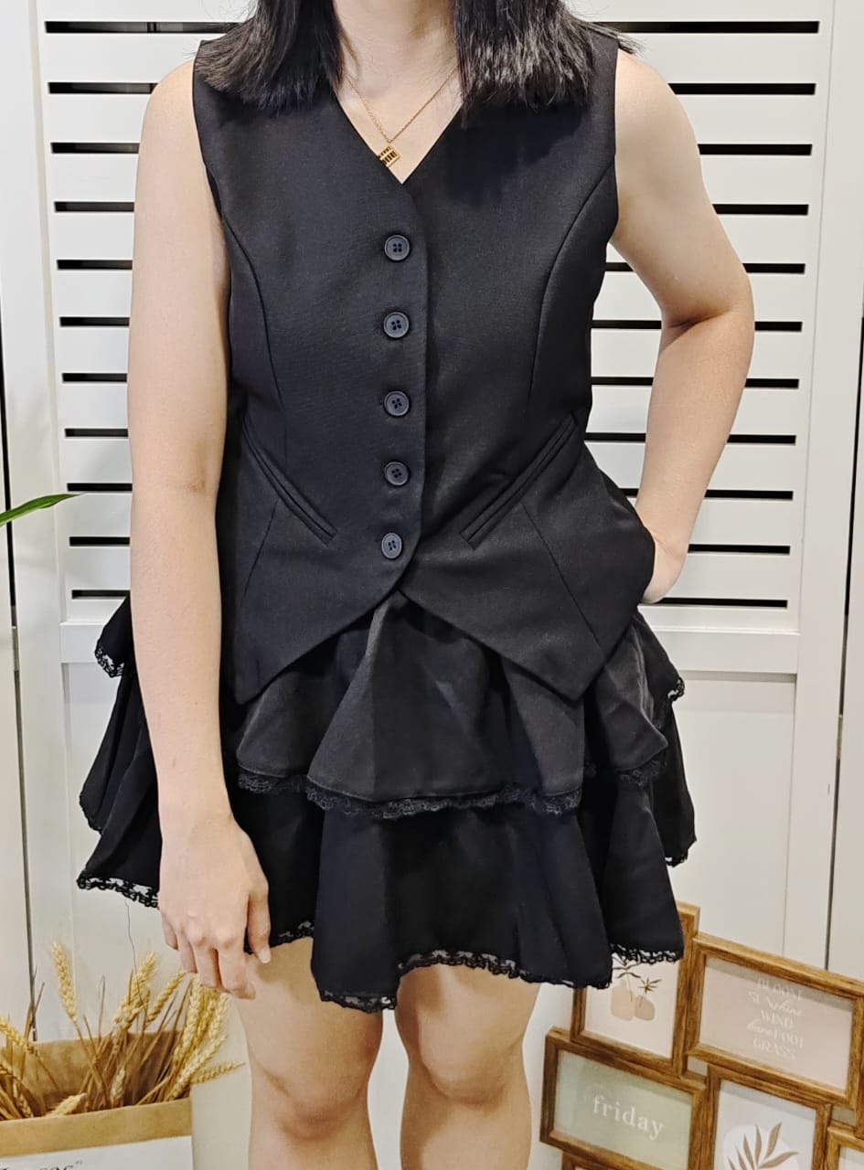 K5663 Vest Layeredcake Mini Skirt Set