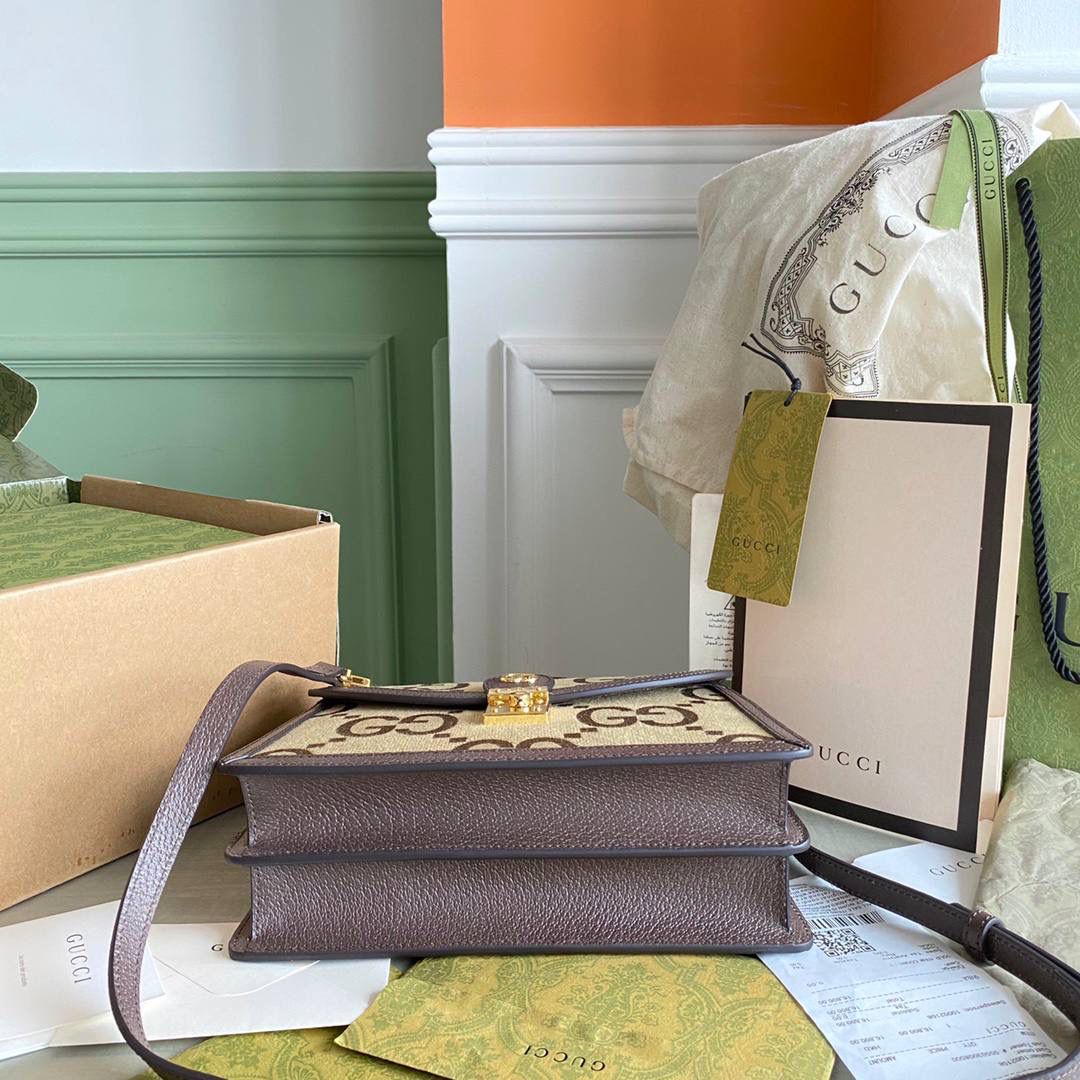 👜G651055:尺寸：25x17.5x7cm，这款小号Ophidia手提包采用米棕色帆布印花、棕色皮革超级搭，大logo时代比较特别✨真的好时尚，越看越好看！🎉可肩背、可手提、可斜挎多种背法更实用