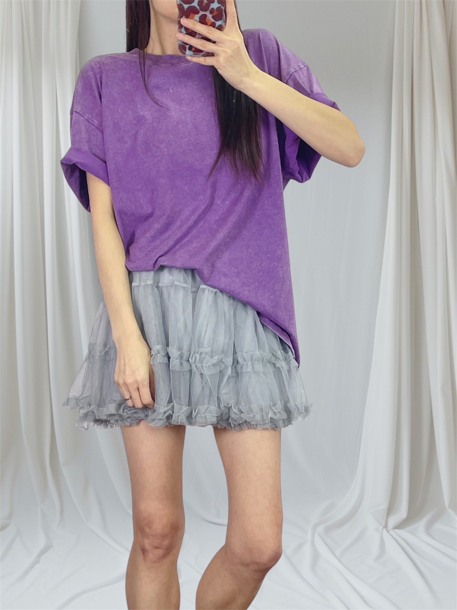 K5559 淺灰網紗蛋糕裙