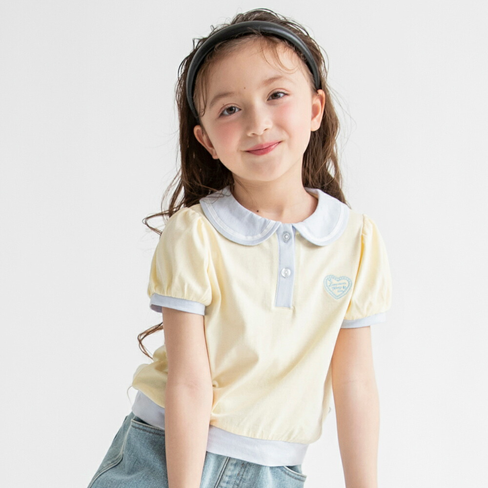 🆕【⭐訂購⭐】🇯🇵日本直送🌀學院風 愛心刺繡 接觸涼感 泡泡袖 Polo上衣［2款選］🌀 [ELFA-0027][260703]