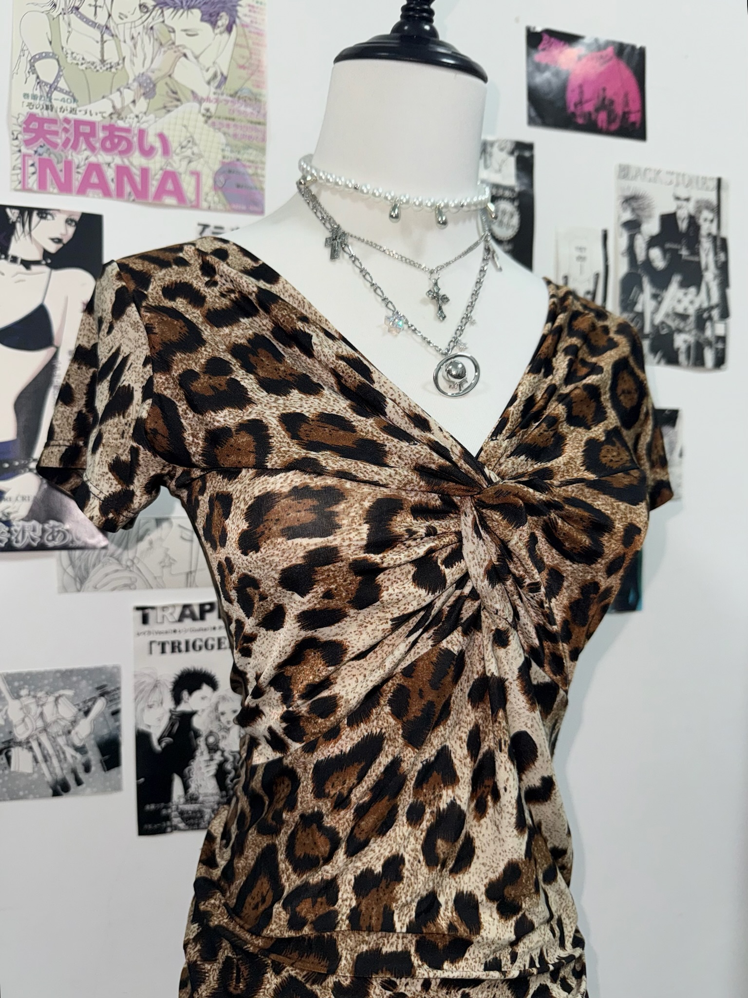 Leopard Print Twist Front Mini Dress