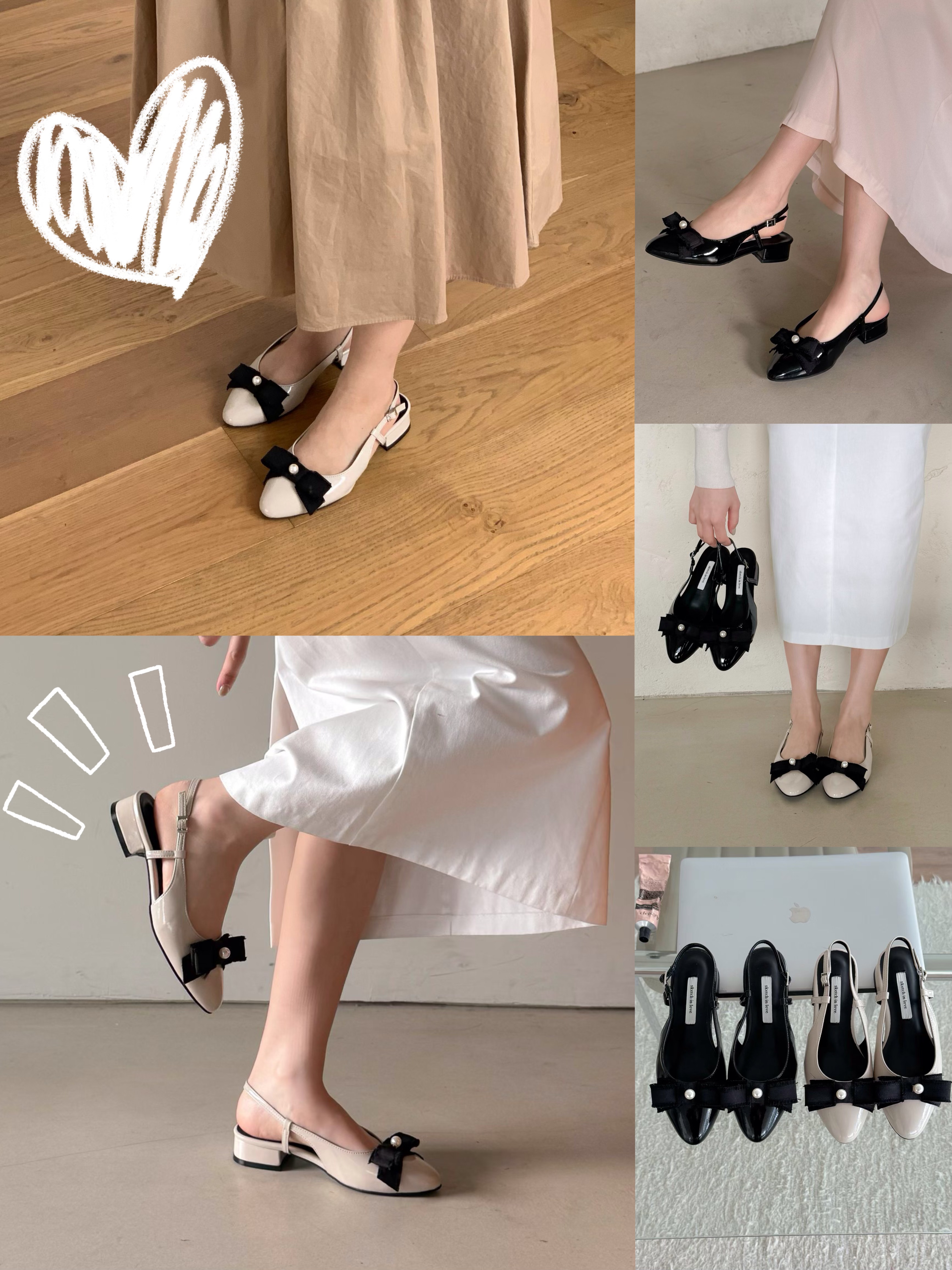 AS3093珍珠蝴蝶結後空鞋