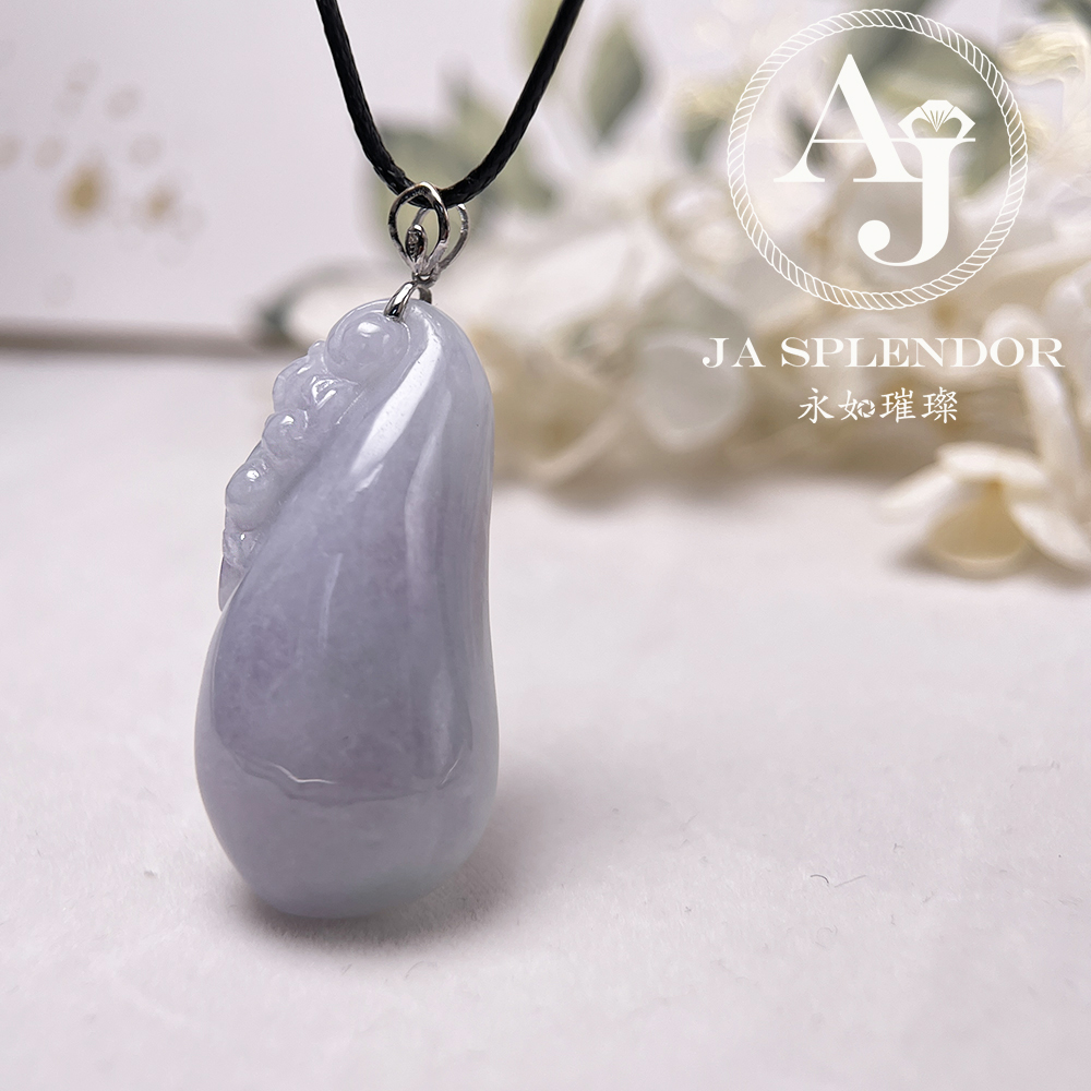 JNK-92 天然翡翠A玉 紫羅蘭玉靈猴獻壽萬壽果18K金吊墜