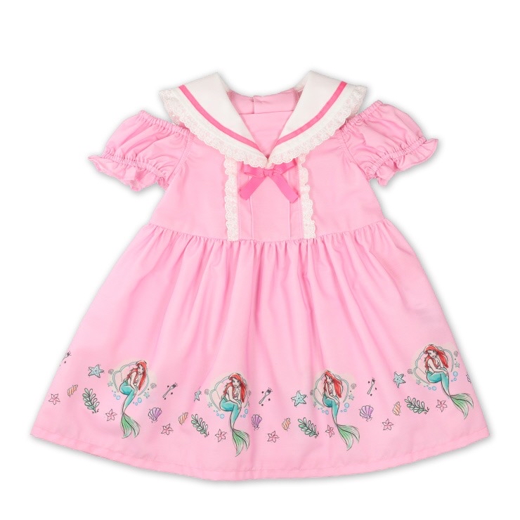 🇯🇵限時預訂 日本直送🇯🇵美人魚印花荷葉邊水手領露肩連身裙