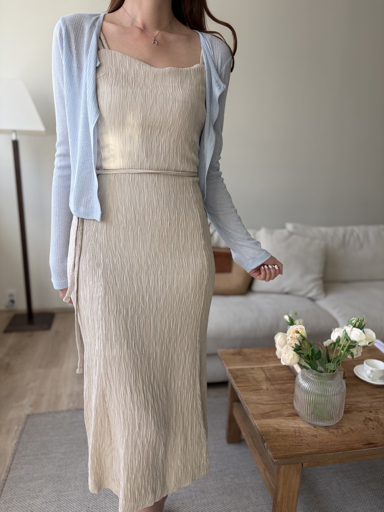 Romance Slim Cami Dress (Beige)