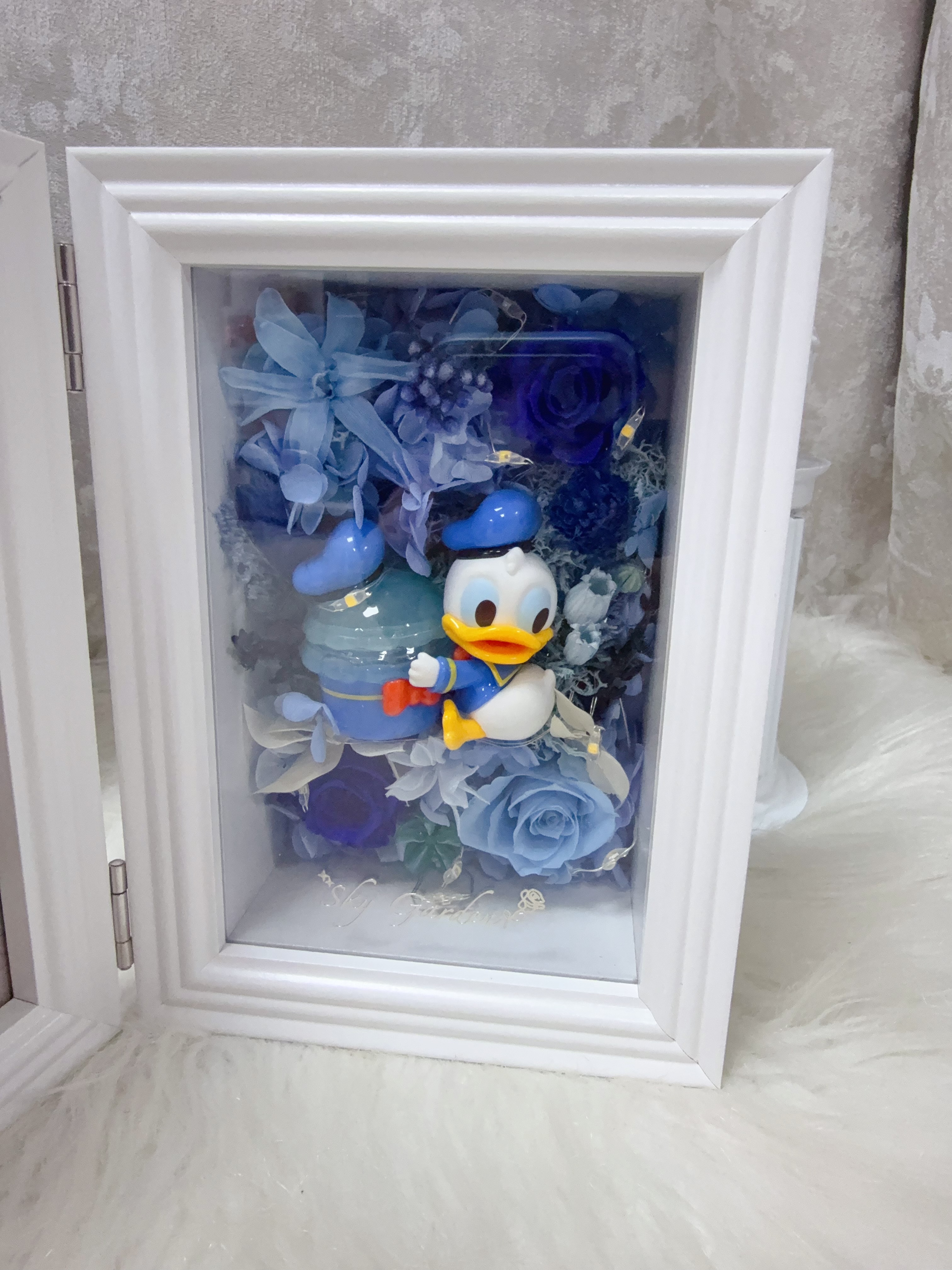 唐老鴨永生花4R藍玫瑰相架