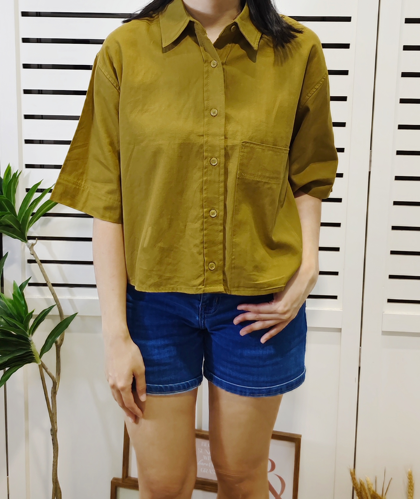 H133 Cotton Shirt With Singel Pocket