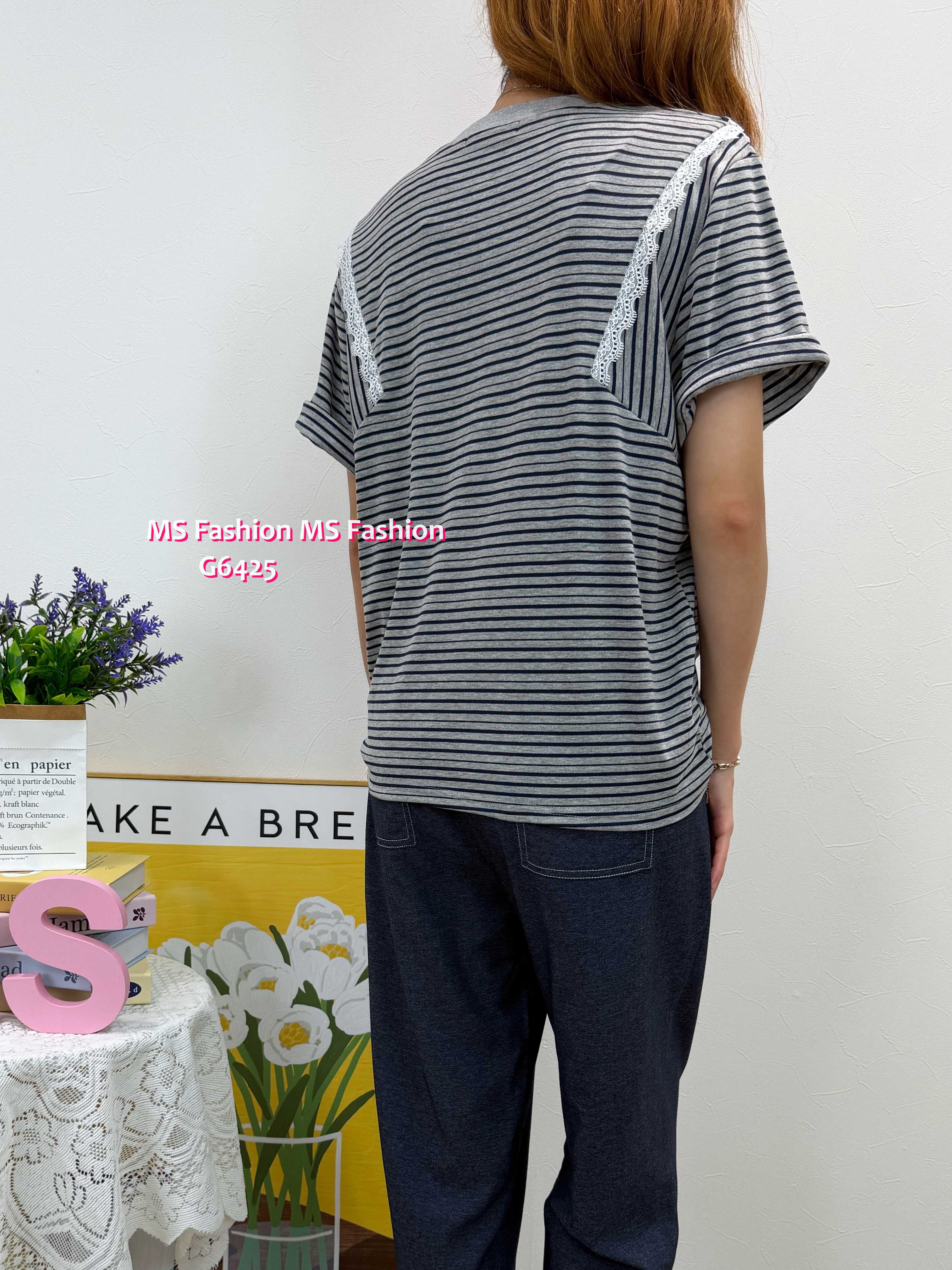G6425 拼lace橫間top